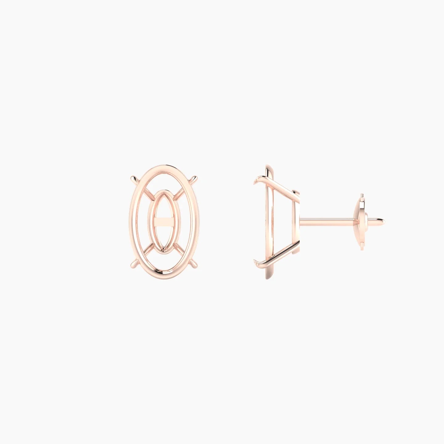 Solitaire | 18k Rose Gold 3-4.99 ct Oval Cut Earring Settings