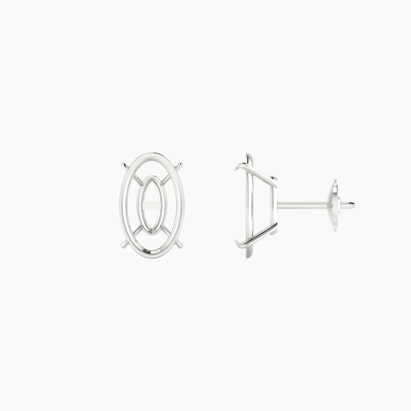 Solitaire | 18k White Gold 3-4.99 ct Oval Cut Earring Settings