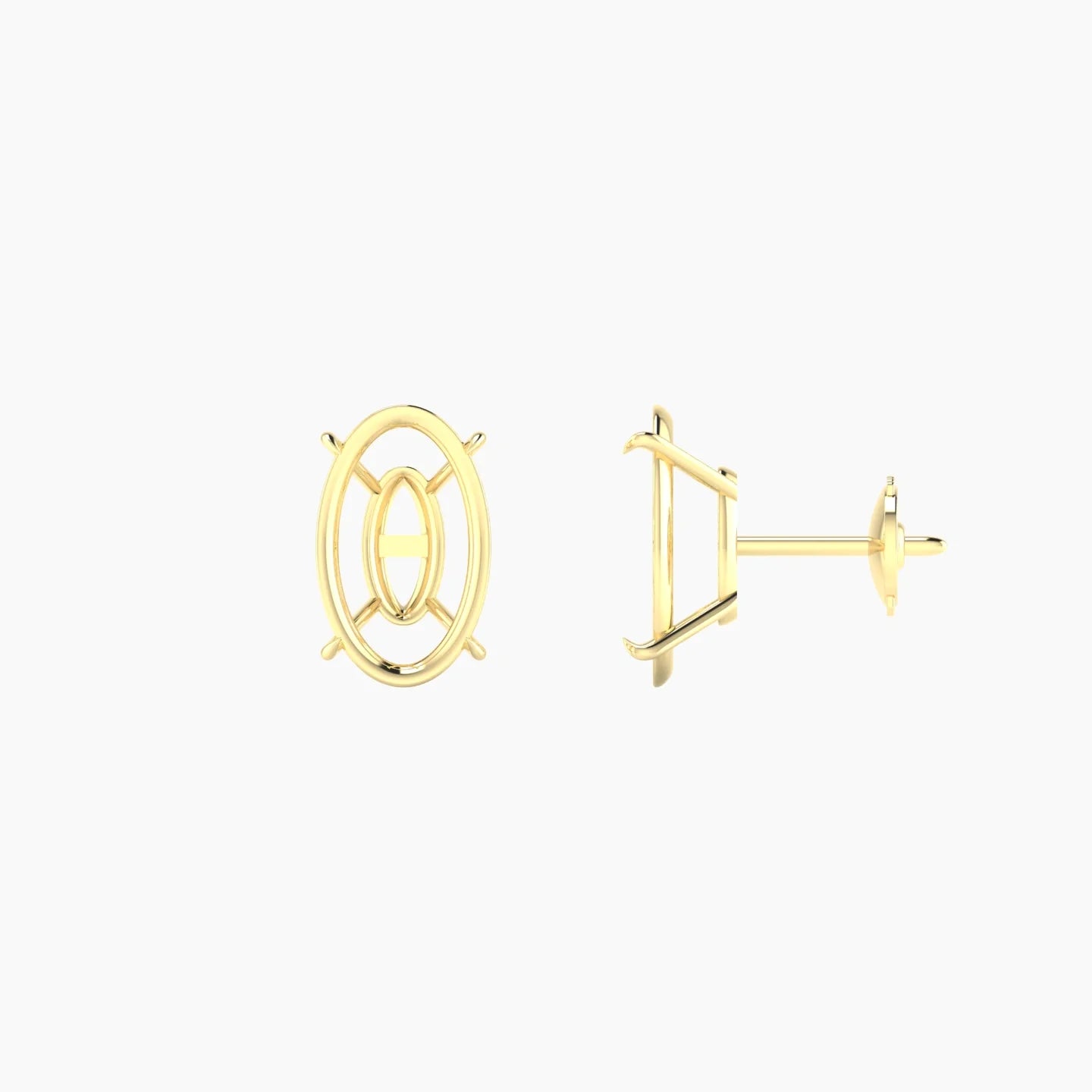 Solitaire | 18k Yellow Gold 3-4.99 ct Oval Cut Earring Settings