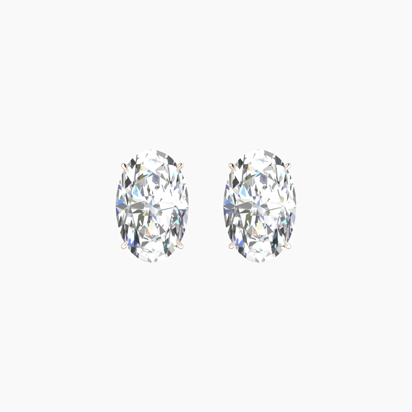 Solitaire | 18k Rose Gold 3 ct Lab Diamond Oval Cut Earrings