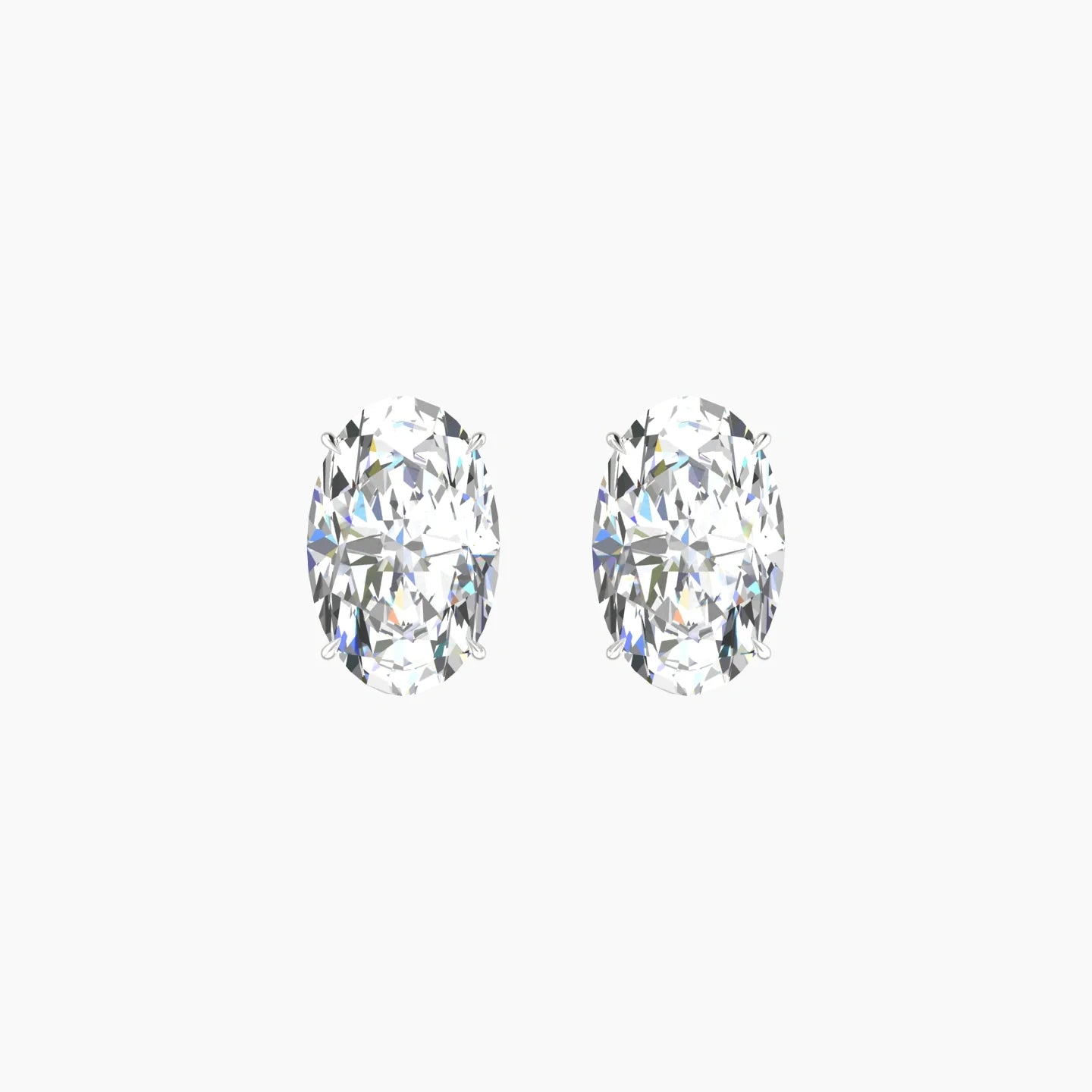 Solitaire | 18k White Gold 3 ct Lab Diamond Oval Cut Earrings