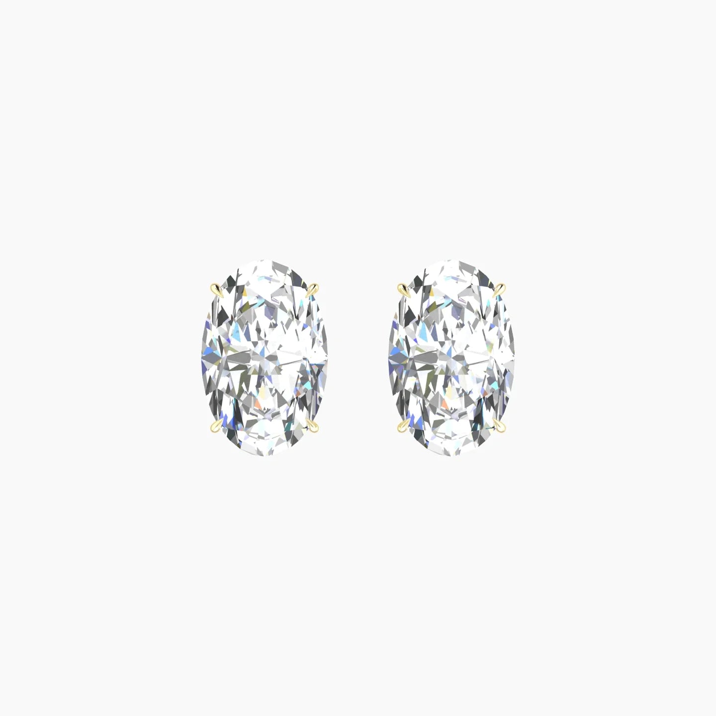 Solitaire | 18k Yellow Gold 3 ct Lab Diamond Oval Cut Earrings