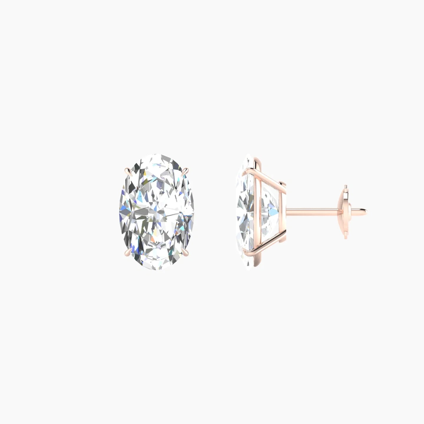 Solitaire | 18k Rose Gold 3 ct Lab Diamond Oval Cut Earrings