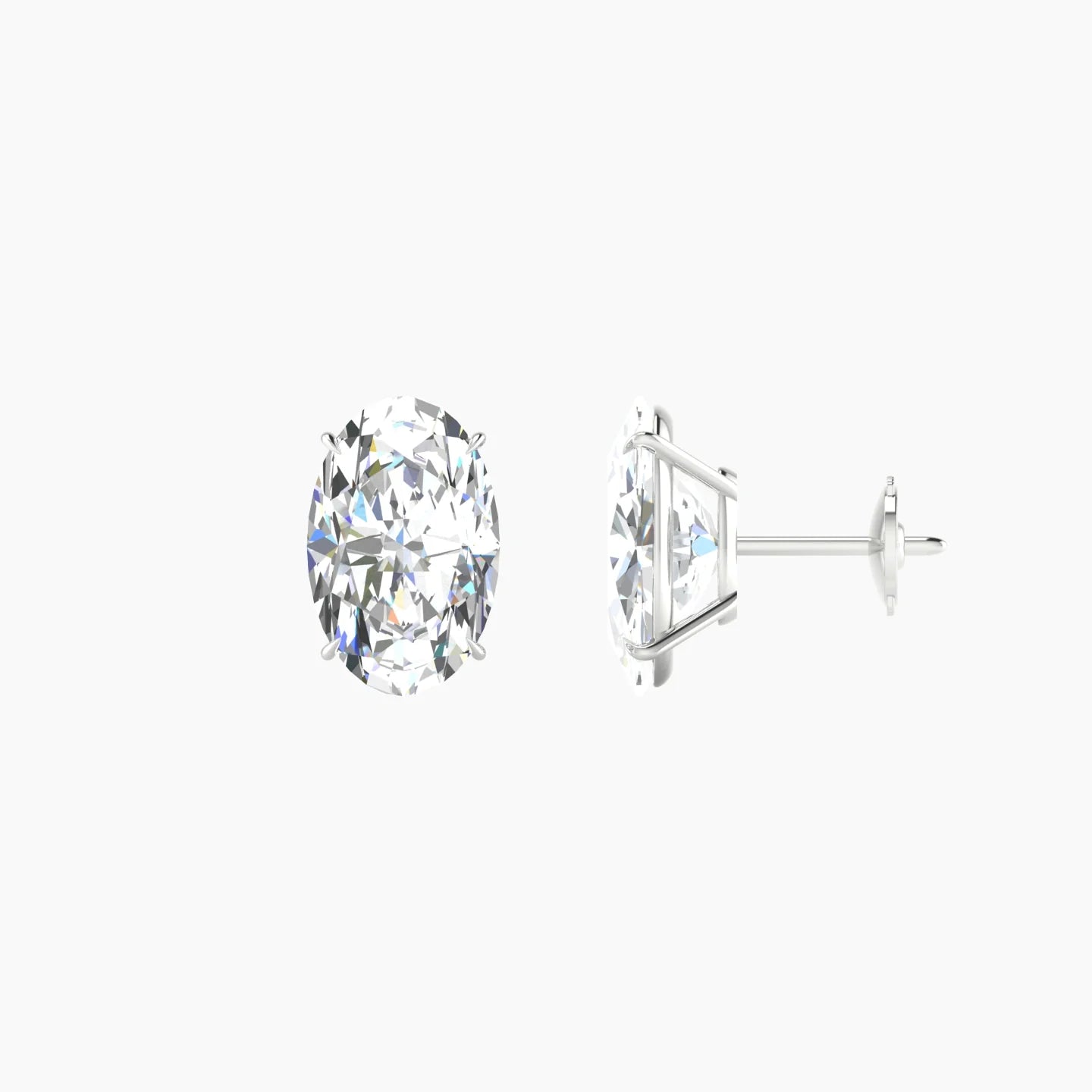 Solitaire | 18k White Gold 3 ct Lab Diamond Oval Cut Earrings