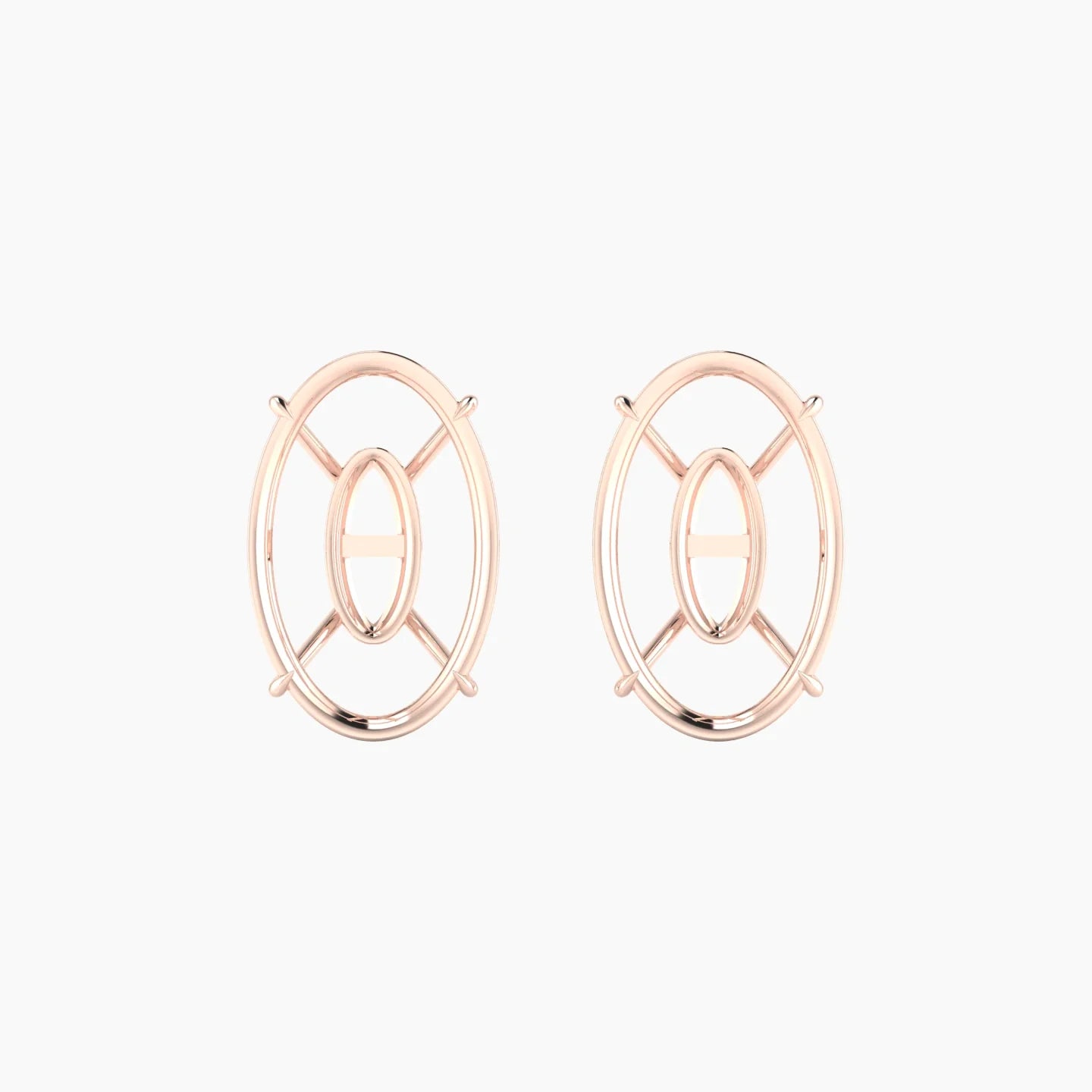 Solitaire | 18k Rose Gold 5-7.99 ct Oval Cut Earring Settings