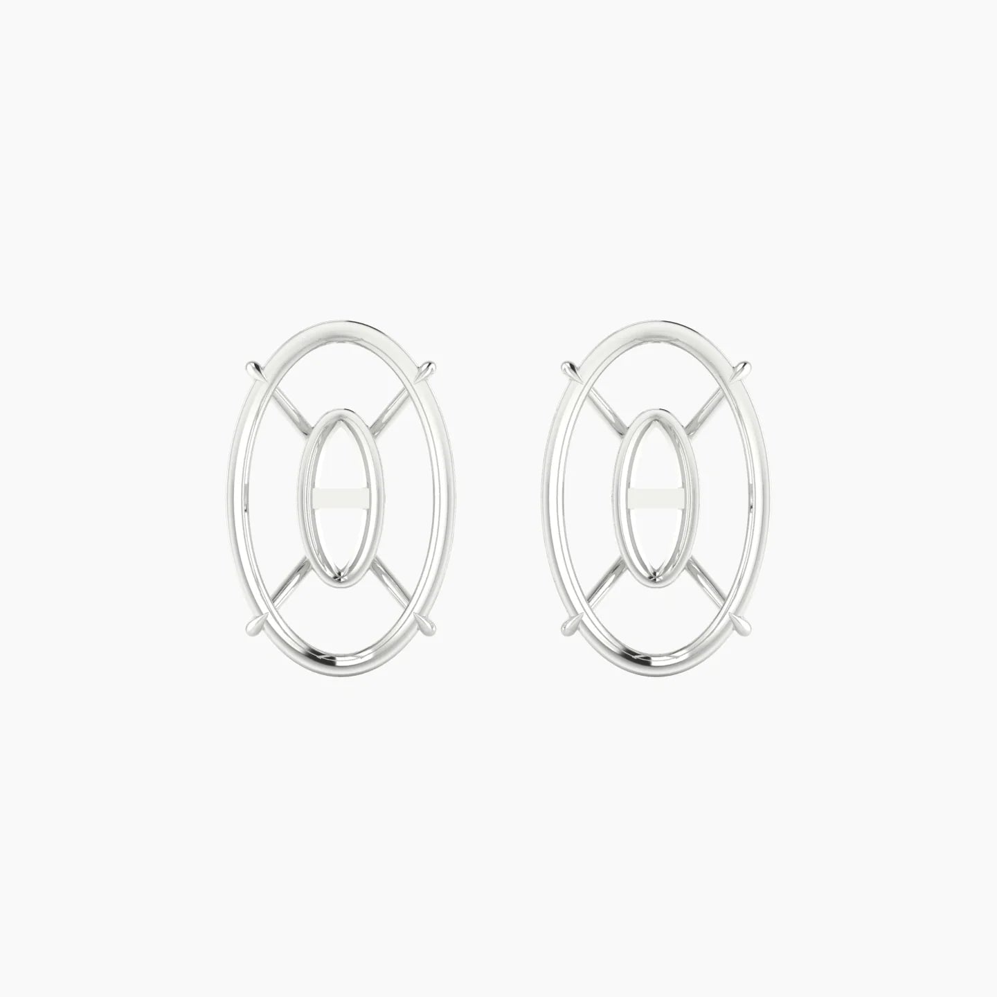 Solitaire | 18k White Gold 5-7.99 ct Oval Cut Earring Settings