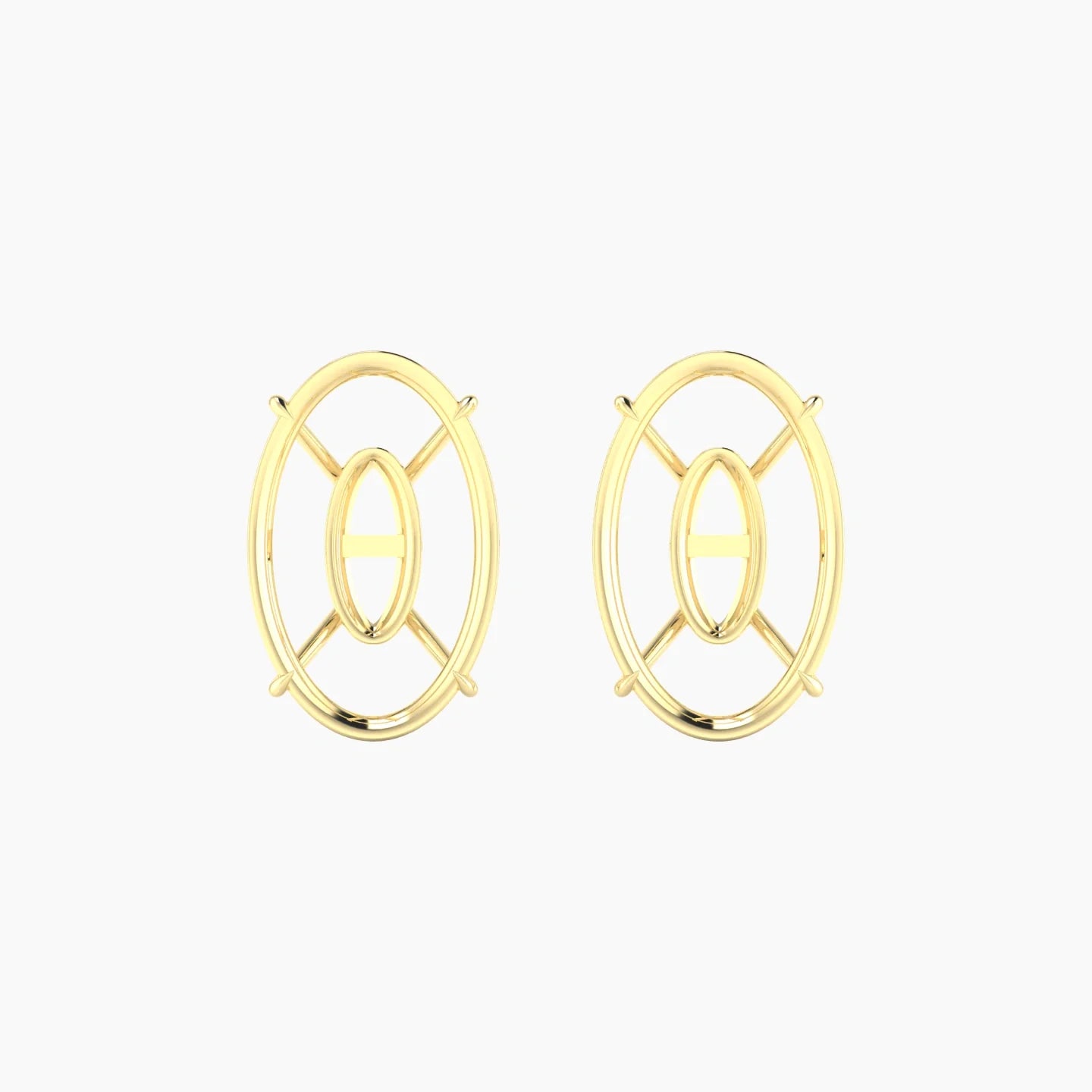 Solitaire | 18k Yellow Gold 5-7.99 ct Oval Cut Earring Settings