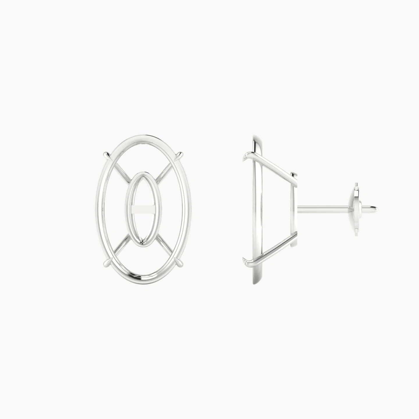 Solitaire | 18k White Gold 5-7.99 ct Oval Cut Earring Settings