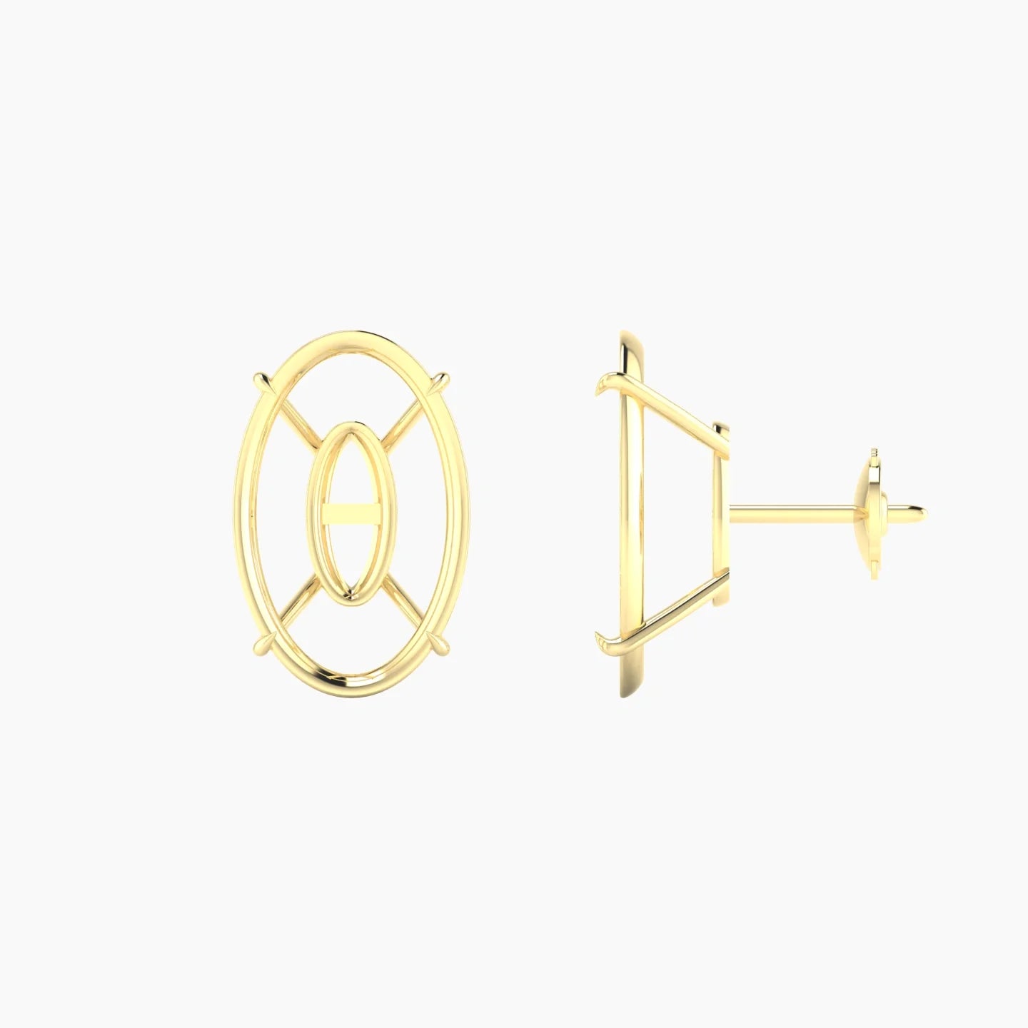 Solitaire | 18k Yellow Gold 5-7.99 ct Oval Cut Earring Settings