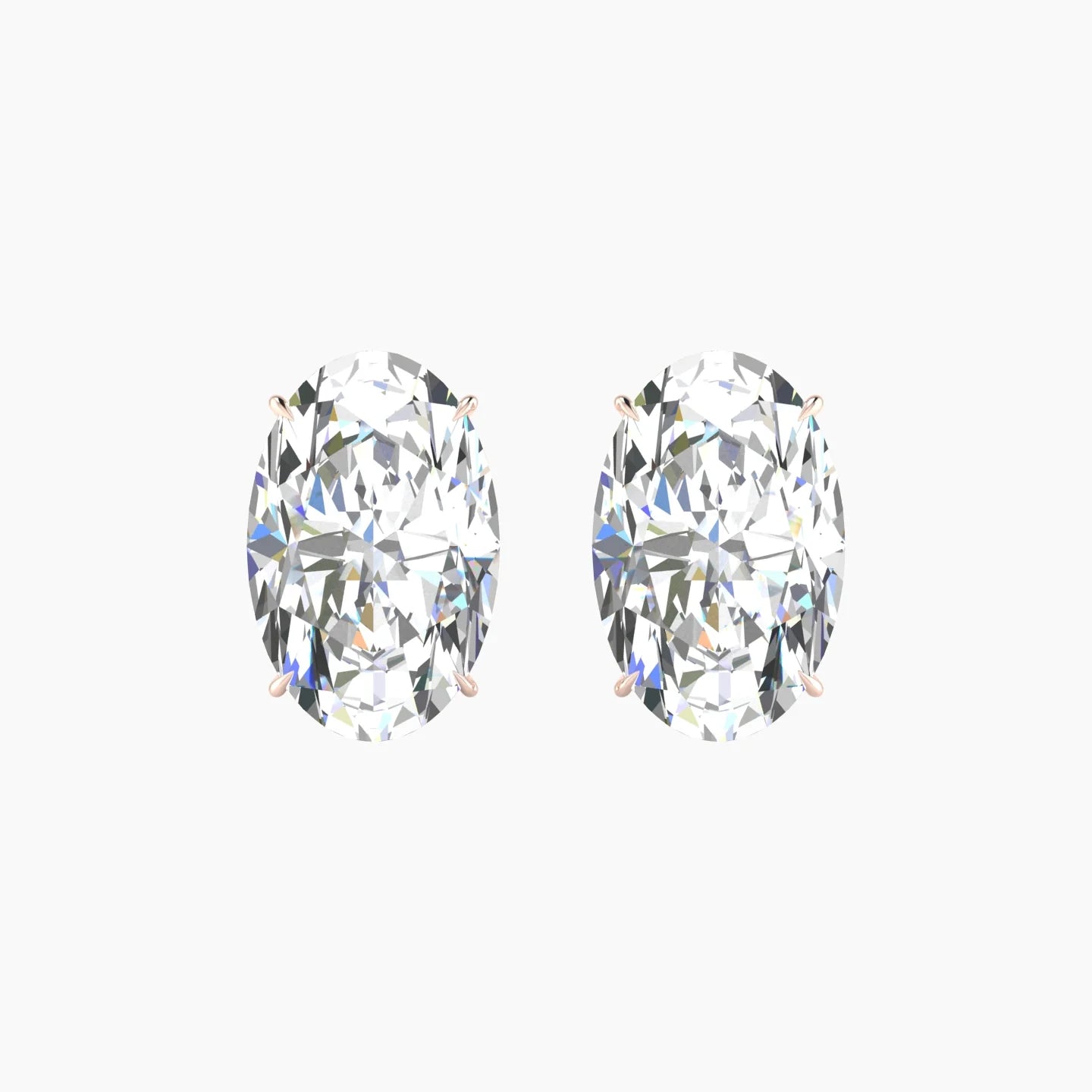 Solitaire | 18k Rose Gold 5 ct Lab Diamond Oval Cut Earrings