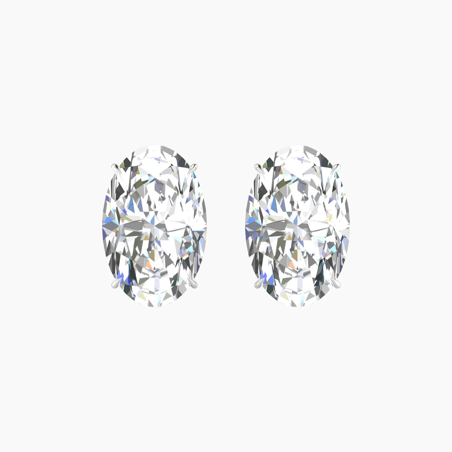 Solitaire | 18k White Gold 5 ct Lab Diamond Oval Cut Earrings