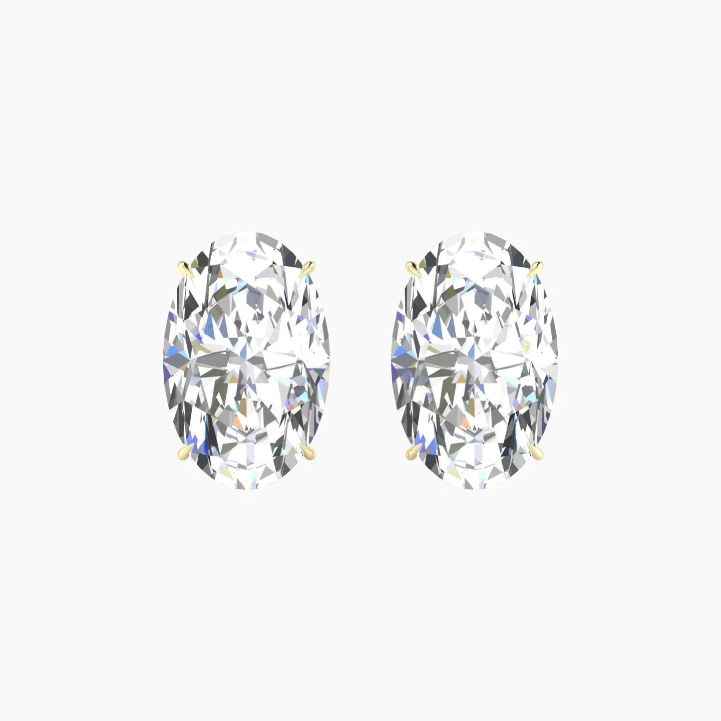 Solitaire | 18k Yellow Gold 5 ct Lab Diamond Oval Cut Earrings