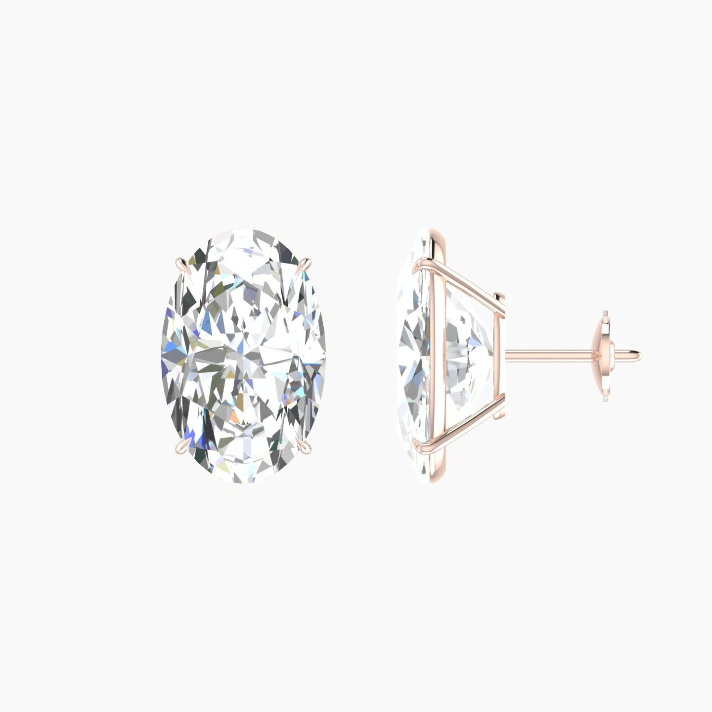 Solitaire | 18k Rose Gold 5 ct Lab Diamond Oval Cut Earrings