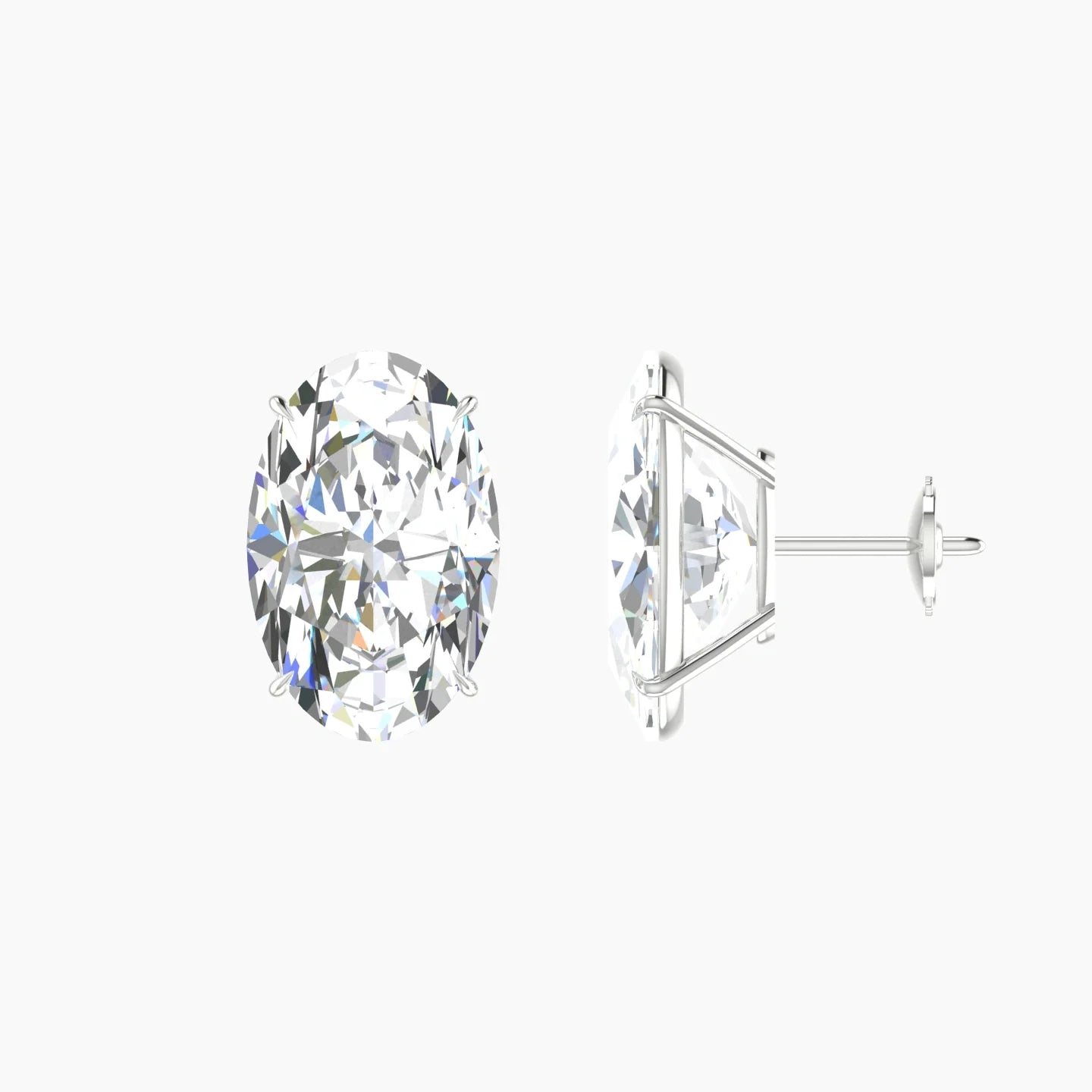 Solitaire | 18k White Gold 5 ct Lab Diamond Oval Cut Earrings
