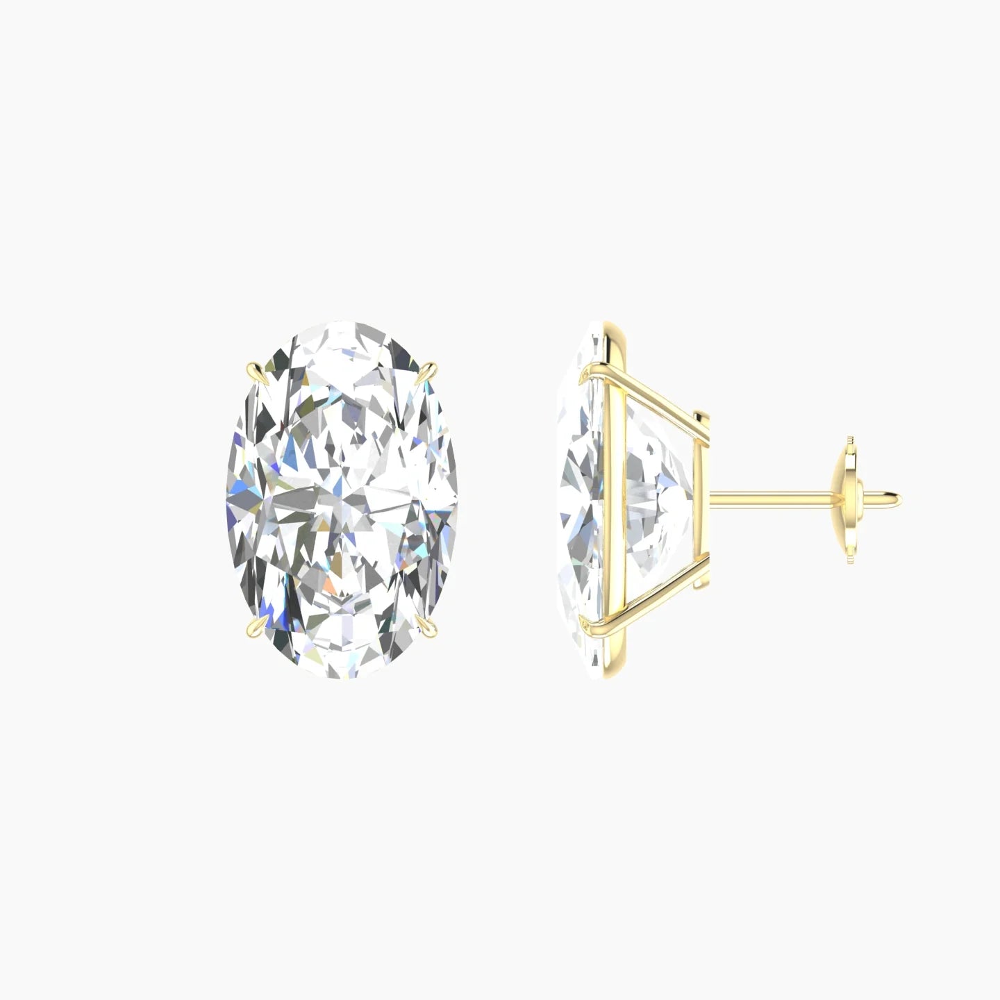 Solitaire | 18k Yellow Gold 5 ct Lab Diamond Oval Cut Earrings