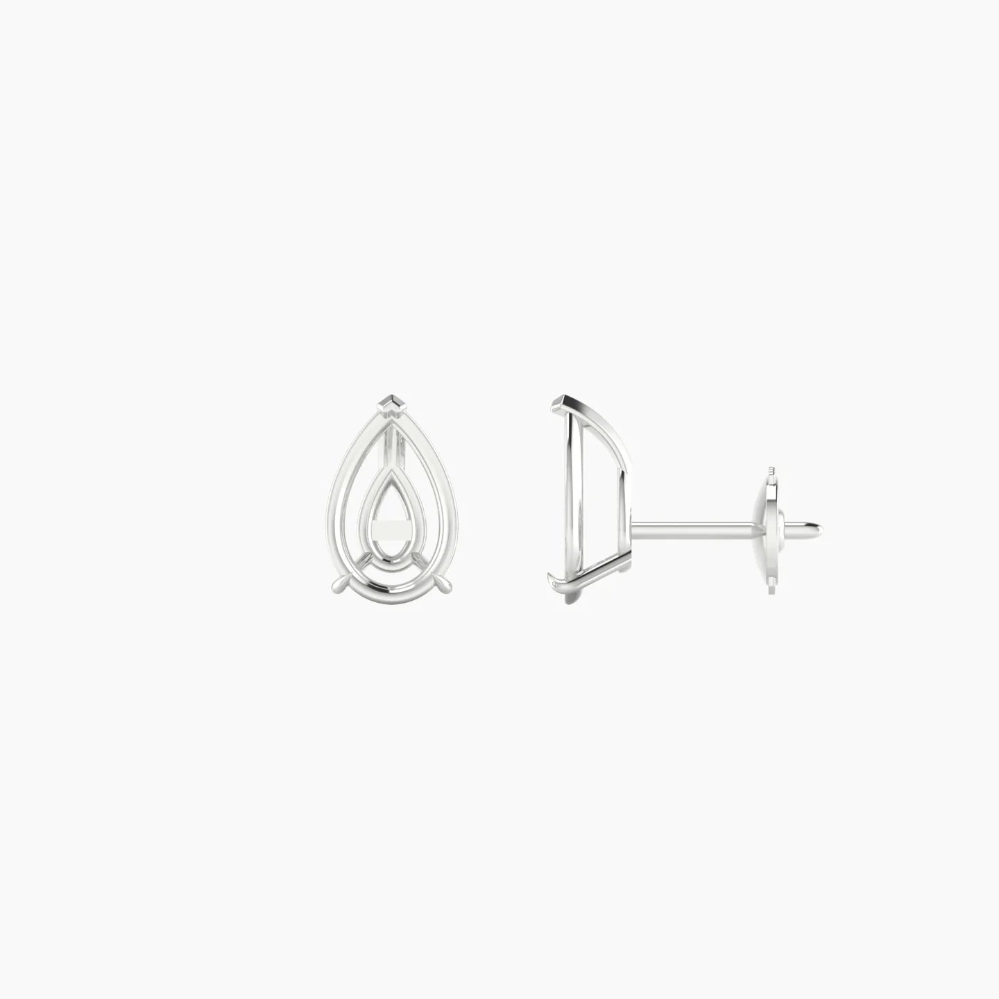 Solitaire | 18k White Gold 1-1.99 ct Pear Cut Earring Settings