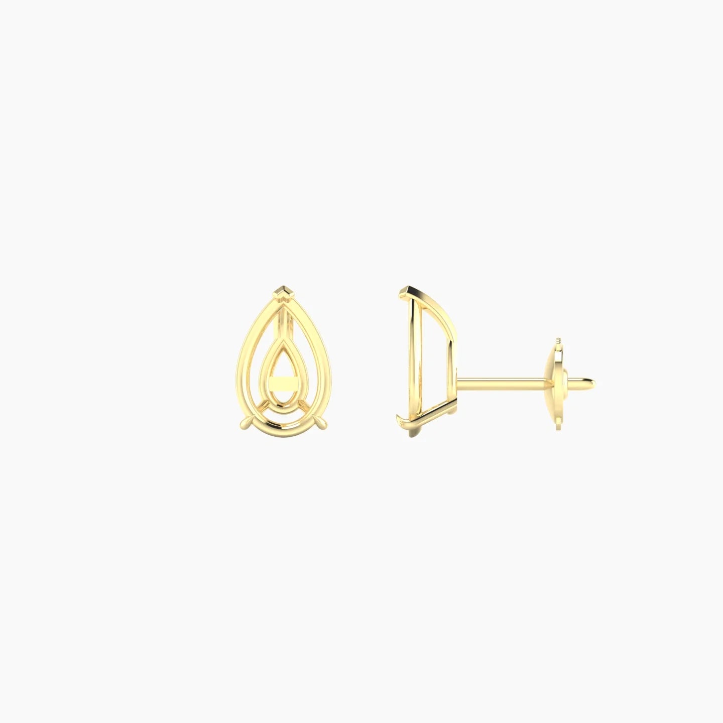Solitaire | 18k Yellow Gold 1-1.99 ct Pear Cut Earring Settings