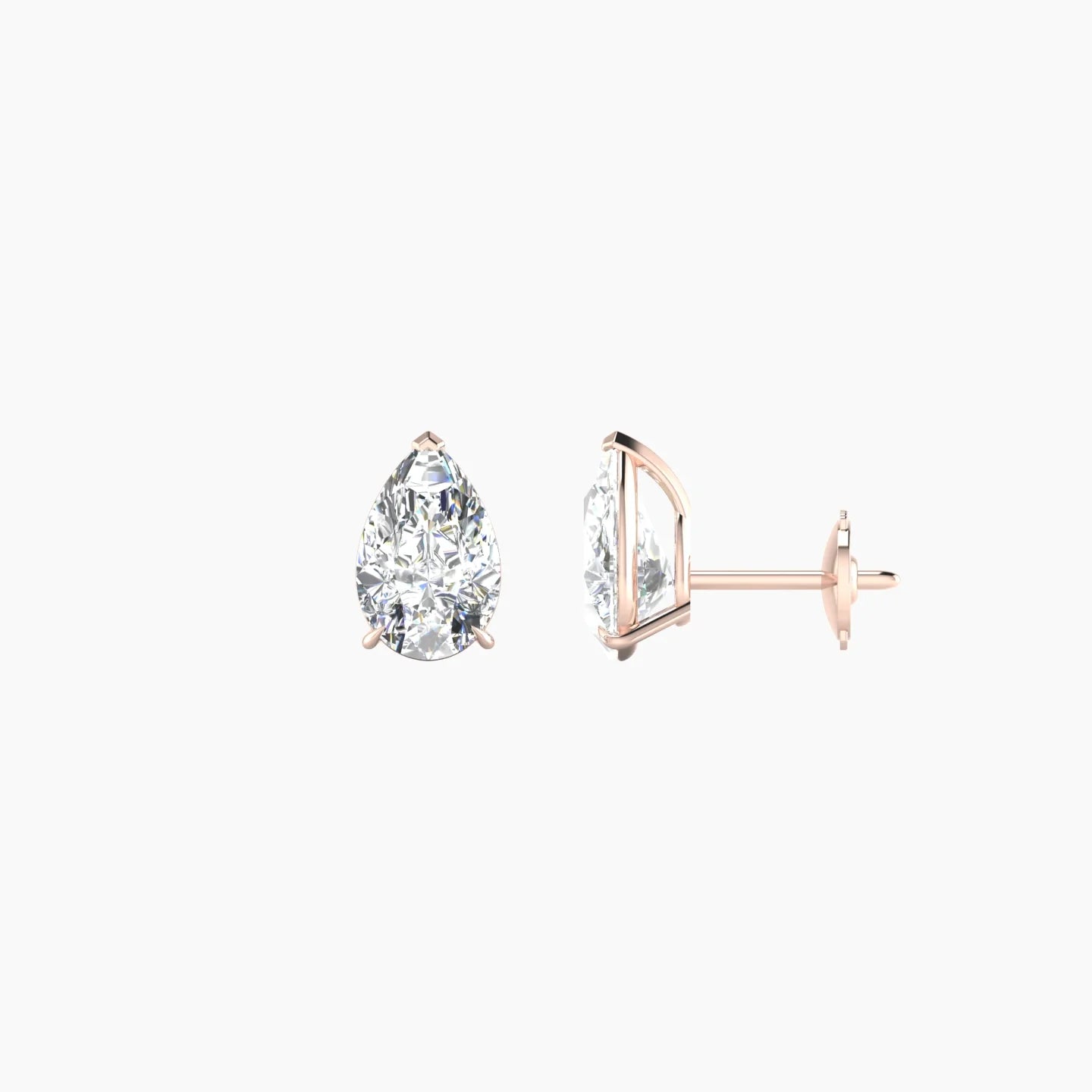 Solitaire | 18k Rose Gold 1 ct Lab Diamond Pear Cut Earrings