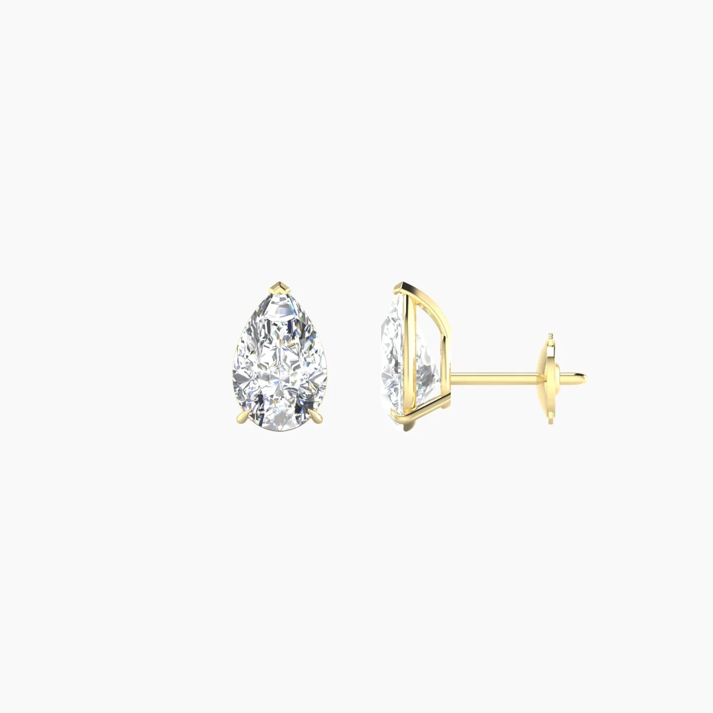 Solitaire | 18k Yellow Gold 1 ct Lab Diamond Pear Cut Earrings