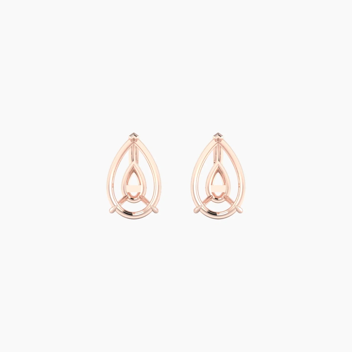 Solitaire | 18k Rose Gold 2-2.99 ct Pear Cut Earring Settings