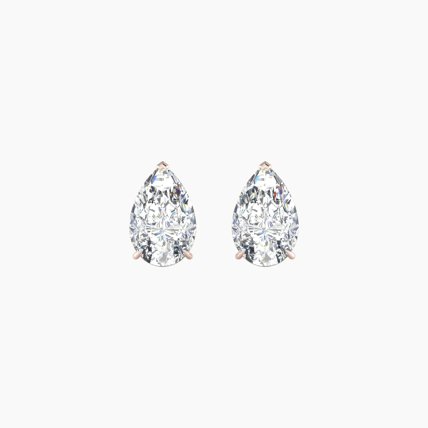 Solitaire | 18k Rose Gold 2 ct Lab Diamond Pear Cut Earrings