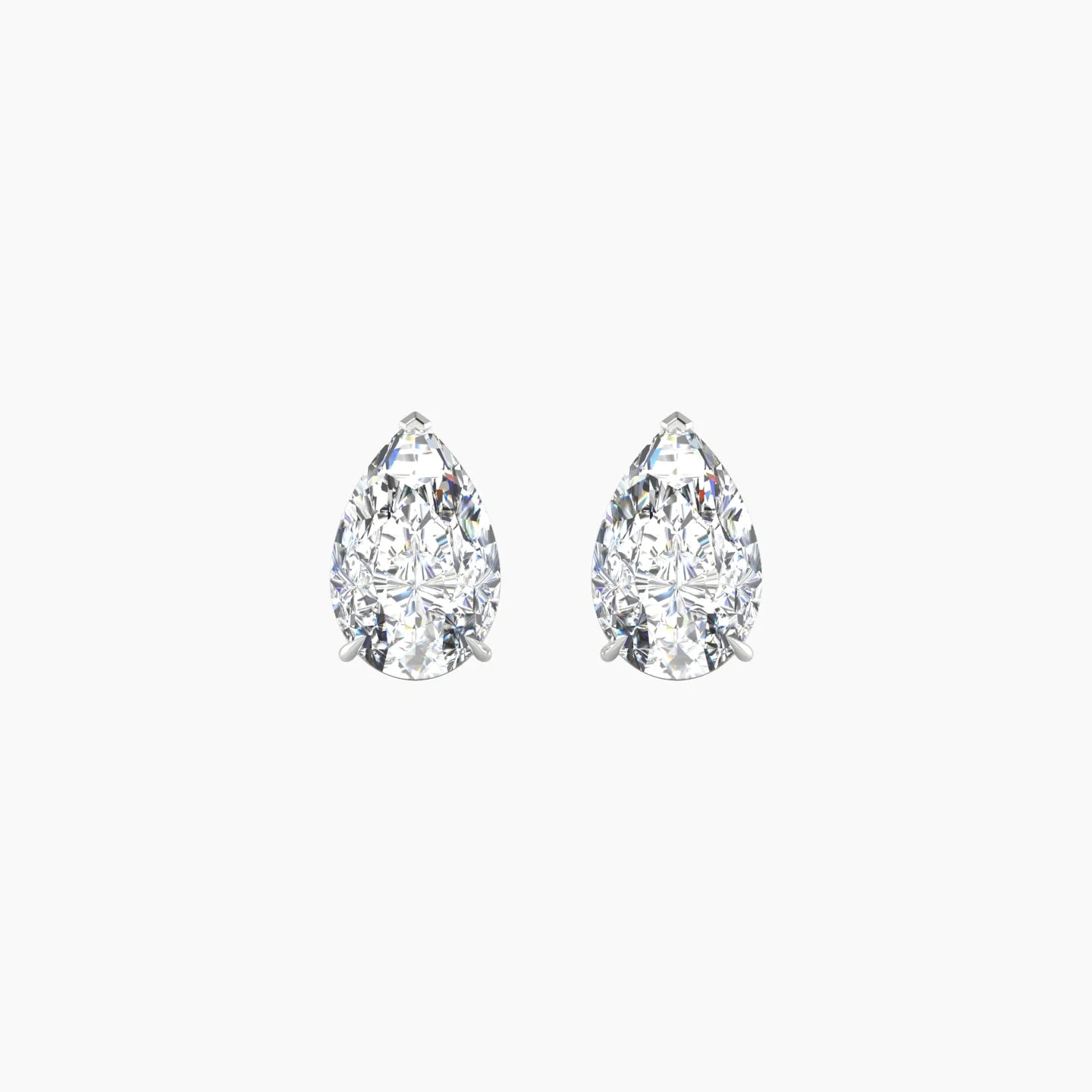 Solitaire | 18k White Gold 2 ct Lab Diamond Pear Cut Earrings