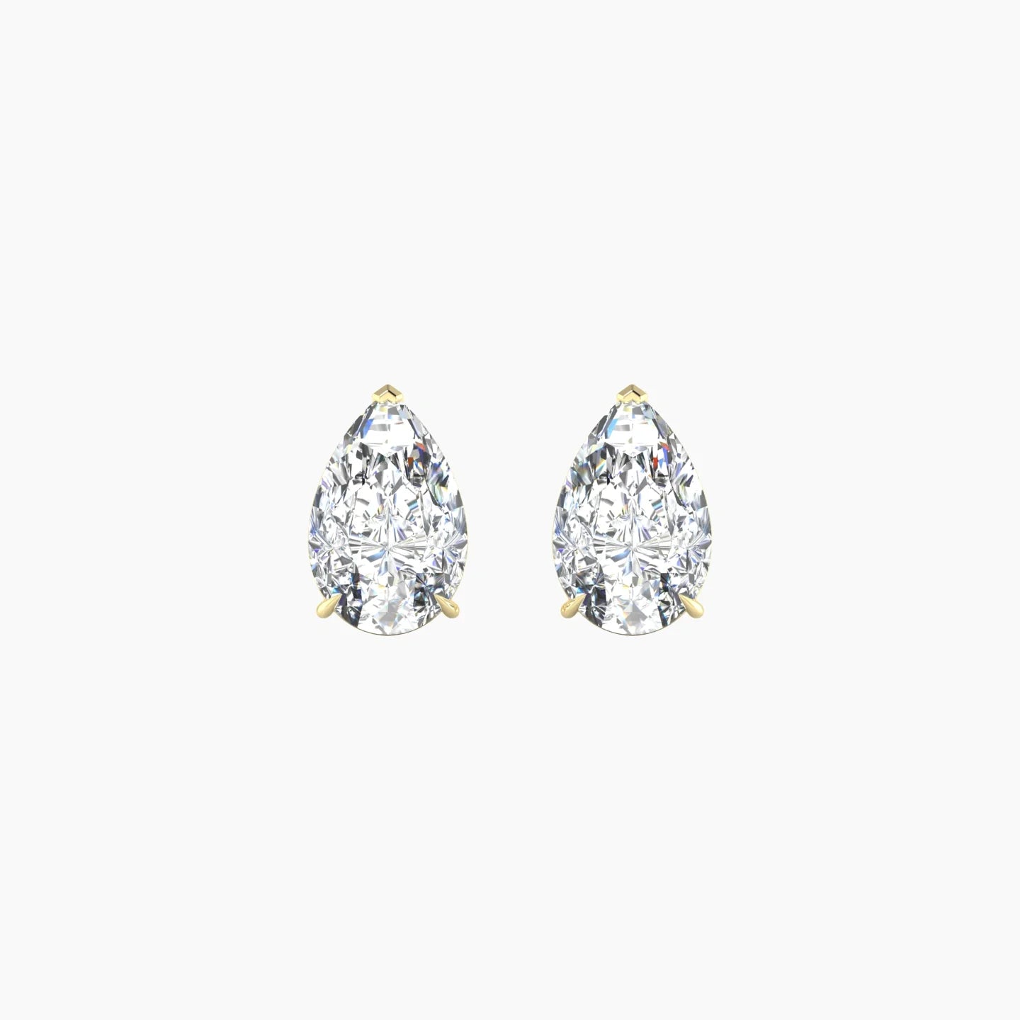 Solitaire | 18k Yellow Gold 2 ct Lab Diamond Pear Cut Earrings