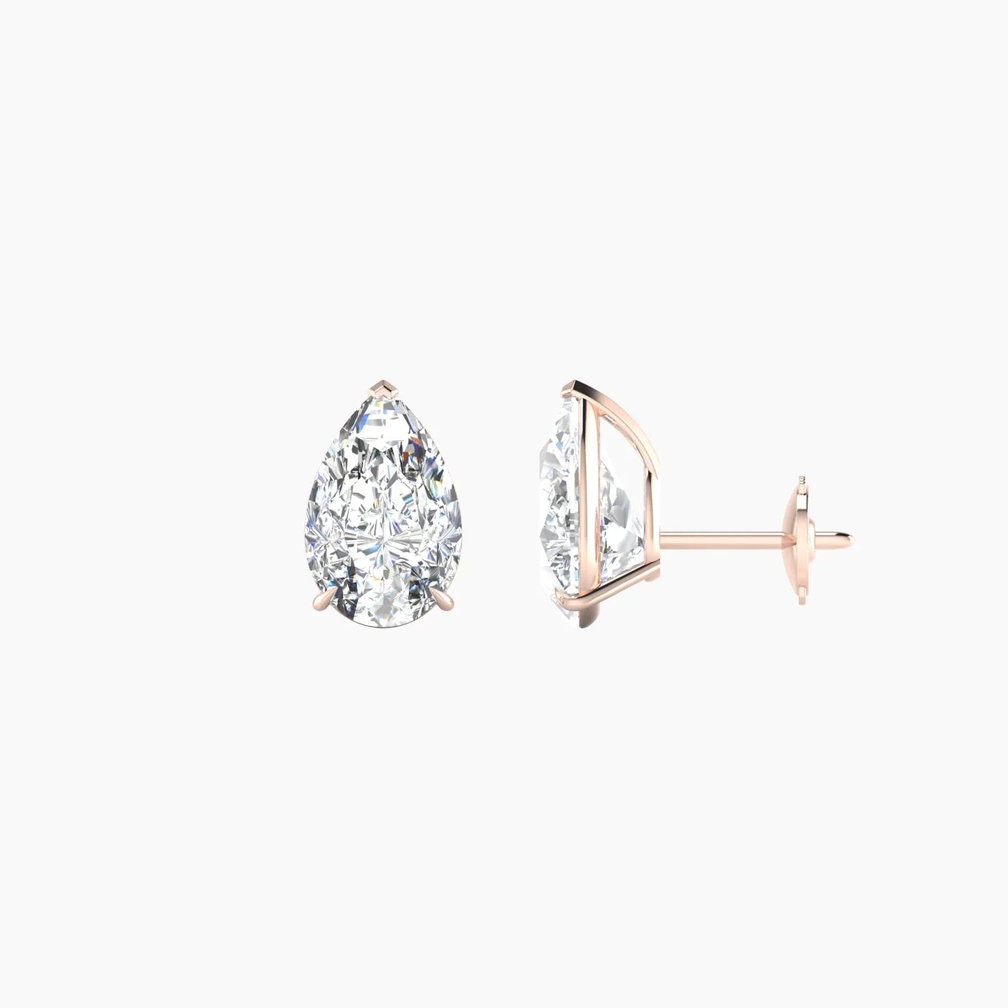 Solitaire | 18k Rose Gold 2 ct Lab Diamond Pear Cut Earrings