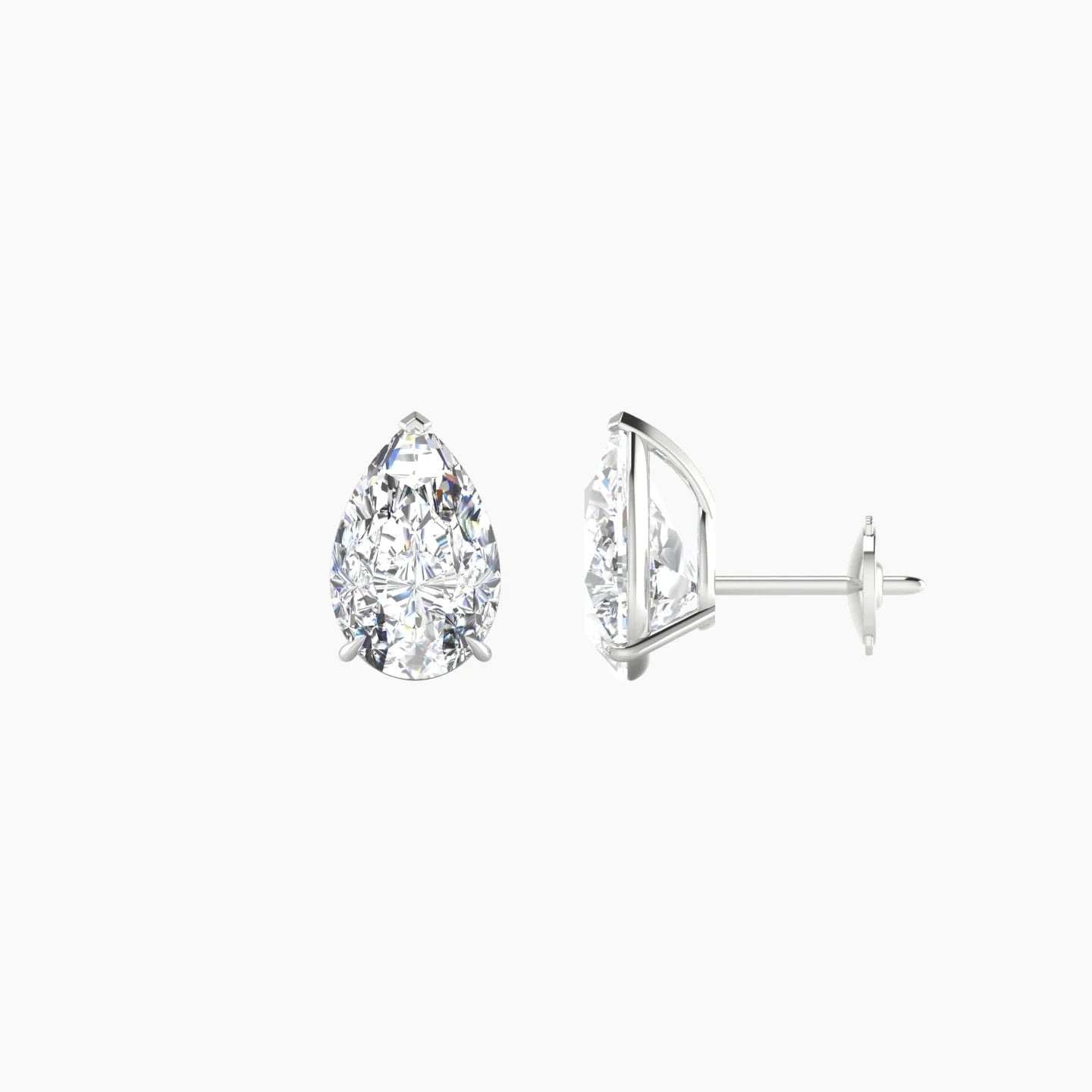 Solitaire | 18k White Gold 2 ct Lab Diamond Pear Cut Earrings
