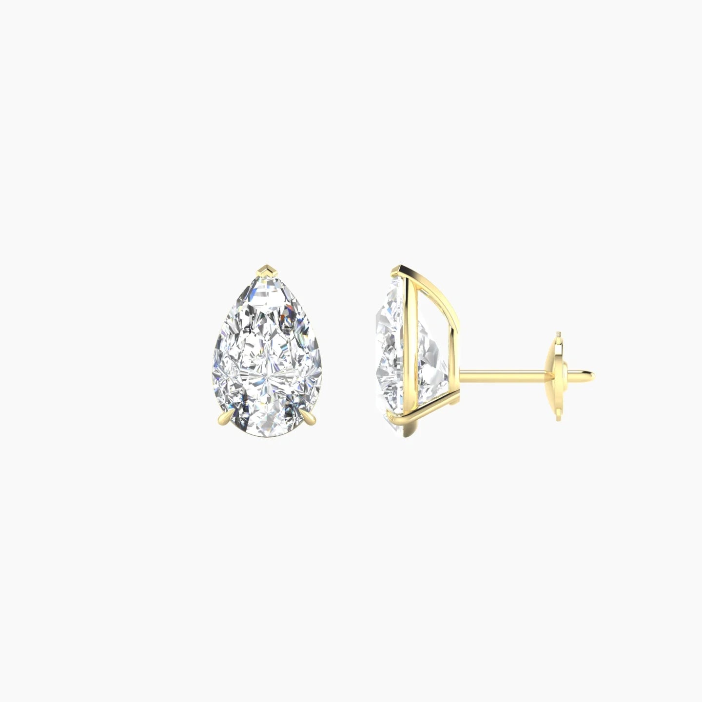 Solitaire | 18k Yellow Gold 2 ct Lab Diamond Pear Cut Earrings