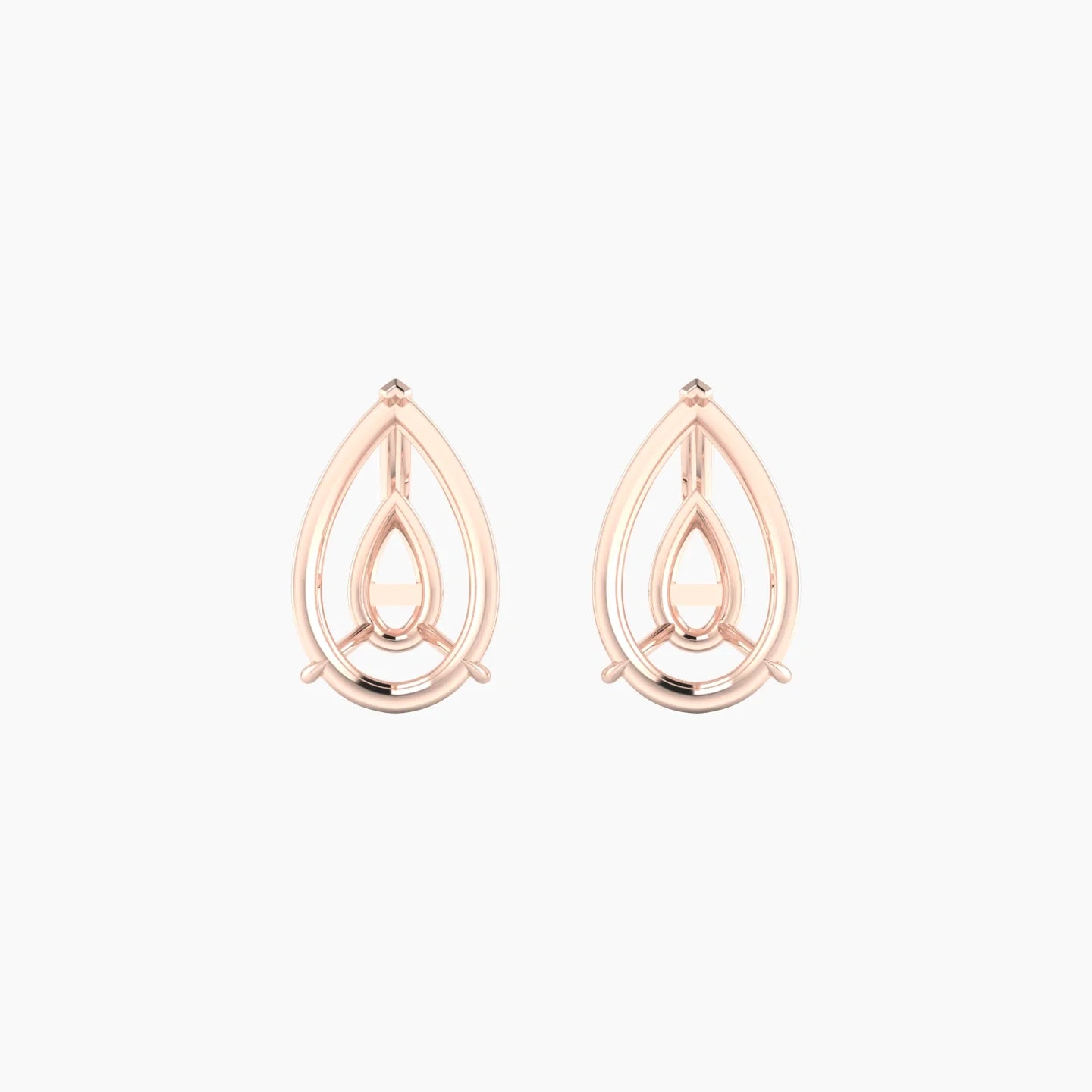 Solitaire | 18k Rose Gold 3-4.99 ct Pear Cut Earring Settings