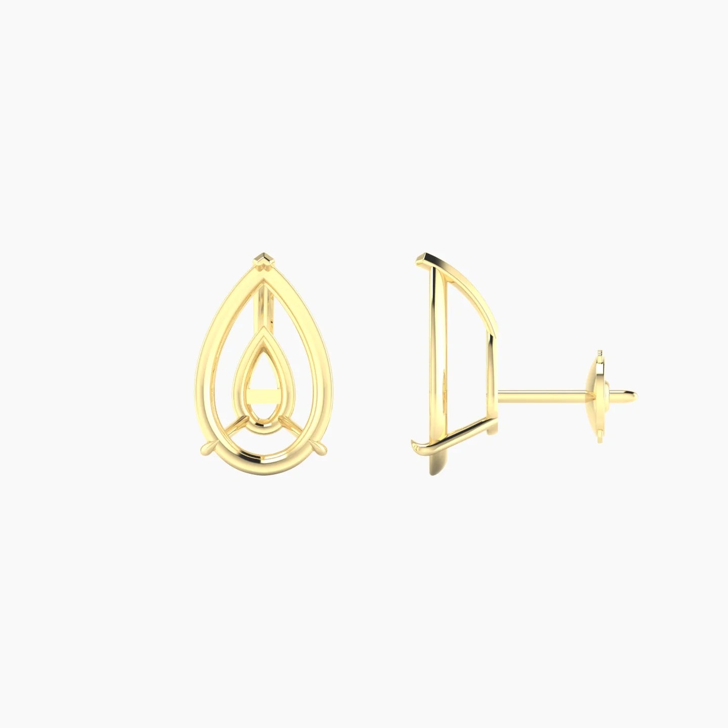 Solitaire | 18k Yellow Gold 3-4.99 ct Pear Cut Earring Settings