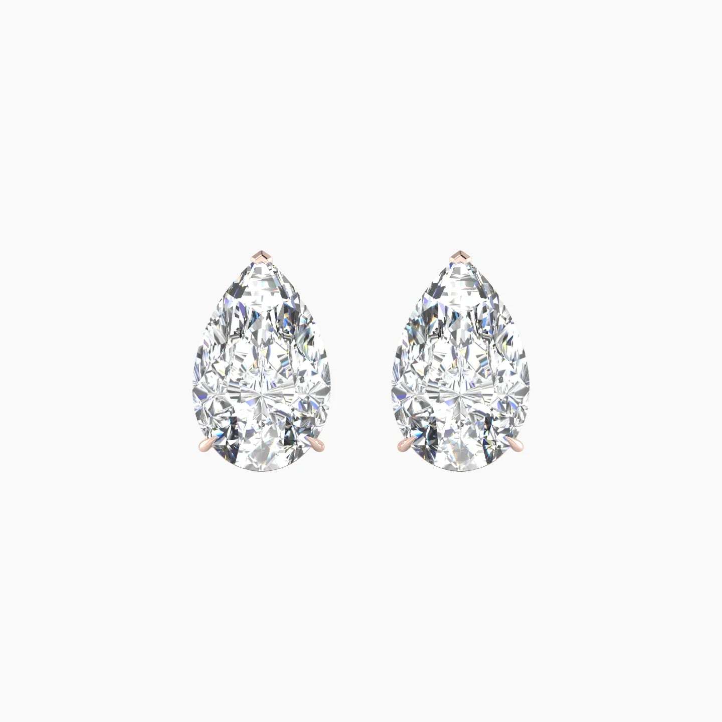 Solitaire | 18k Rose Gold 3 ct Lab Diamond Pear Cut Earrings