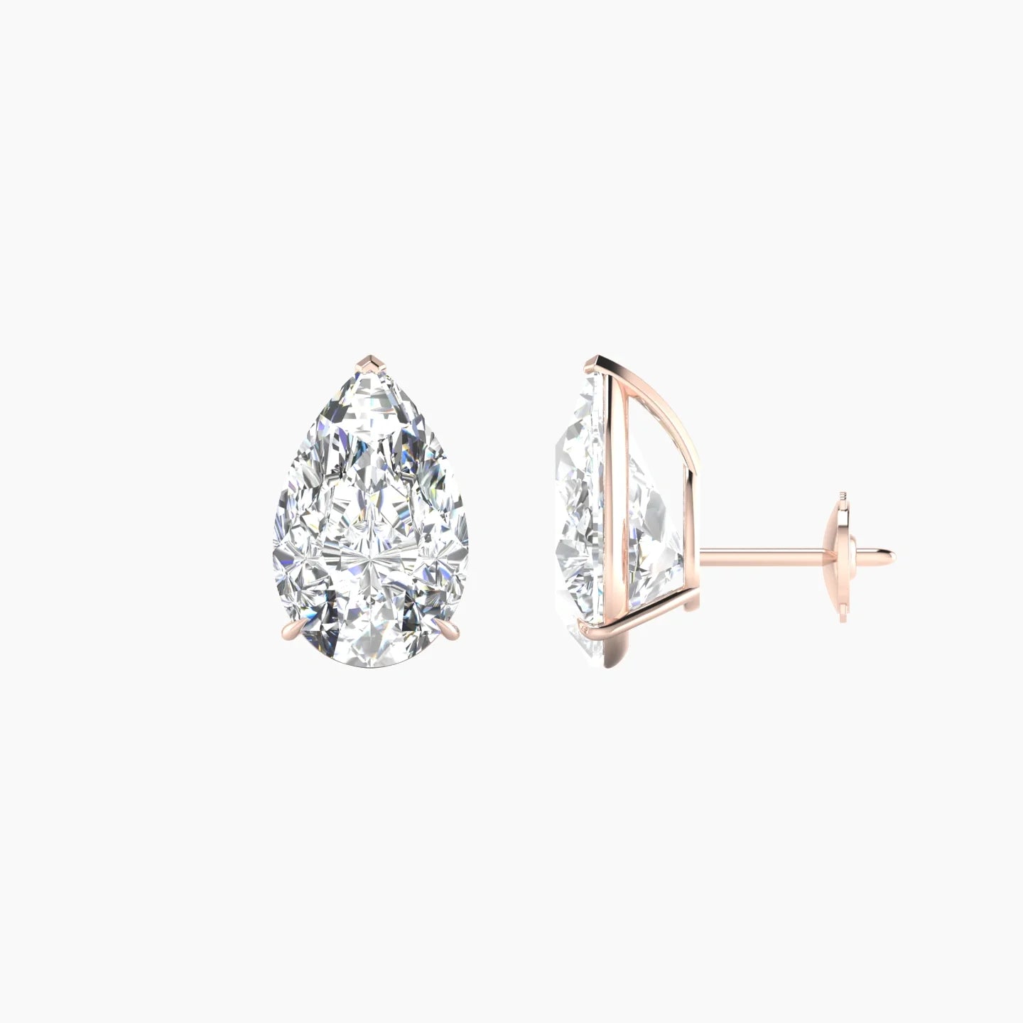 Solitaire | 18k Rose Gold 3 ct Lab Diamond Pear Cut Earrings
