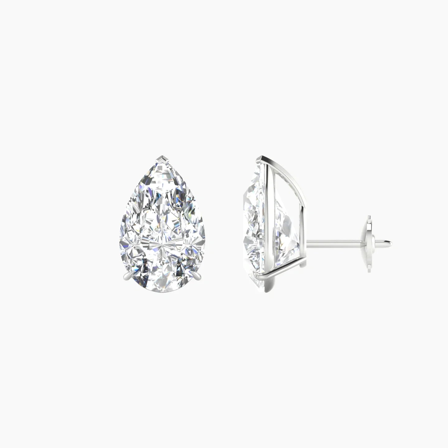 Solitaire | 18k White Gold 3 ct Lab Diamond Pear Cut Earrings