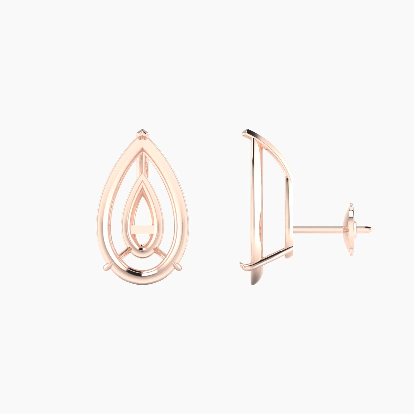Solitaire | 18k Rose Gold 5-7.99 ct Pear Cut Earring Settings