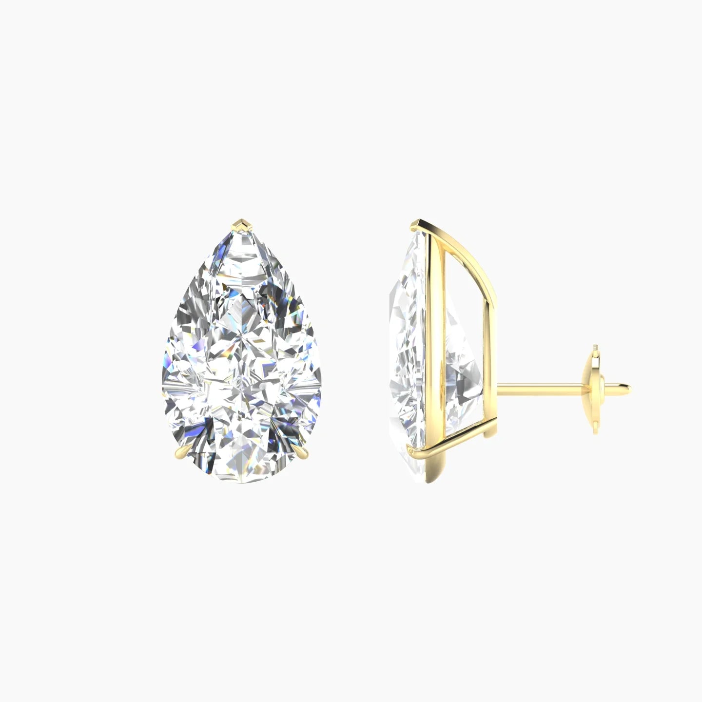Solitaire | 18k Yellow Gold 5 ct Lab Diamond Pear Cut Earrings