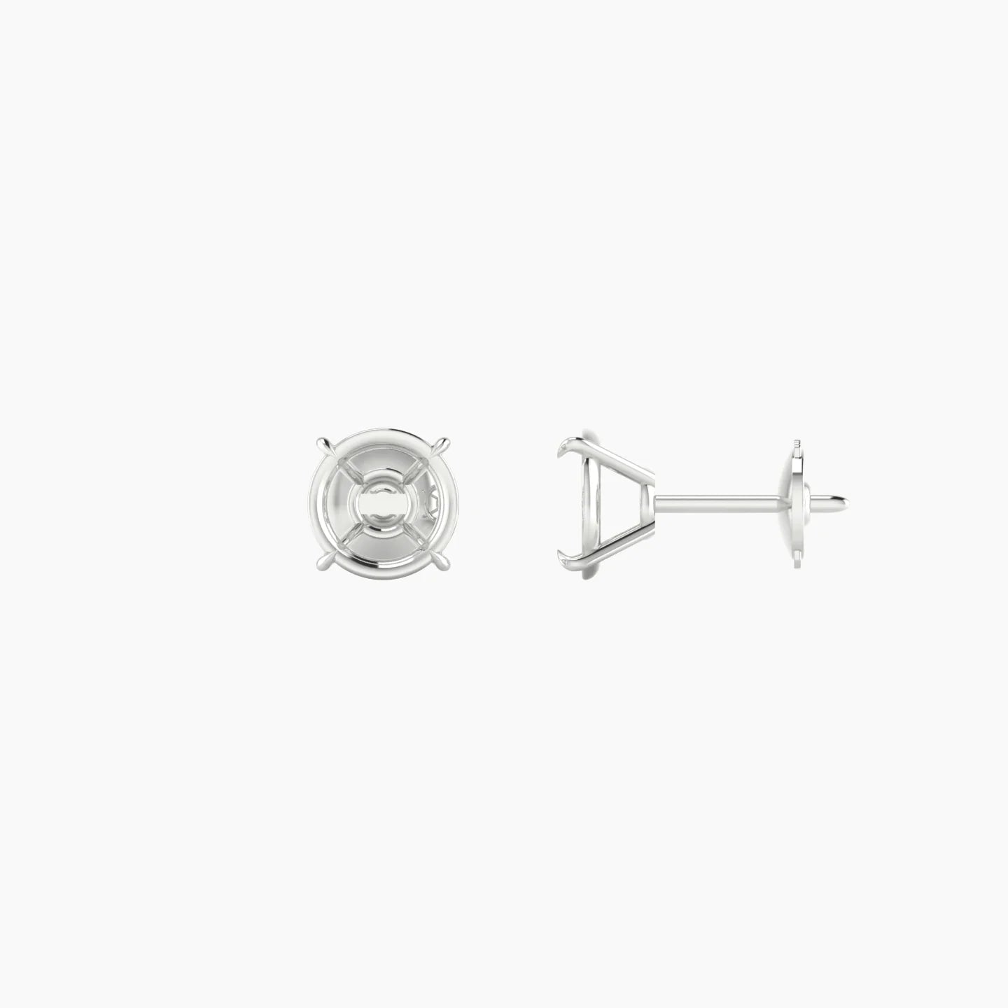 Solitaire | 18k White Gold 1-1.99 ct Round Cut Earring Settings