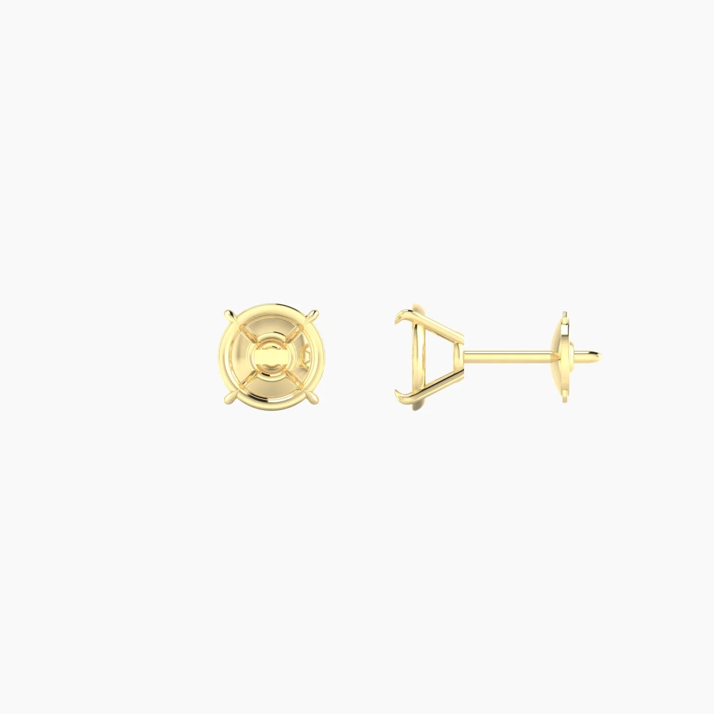 Solitaire | 18k Yellow Gold 1-1.99 ct Round Cut Earring Settings