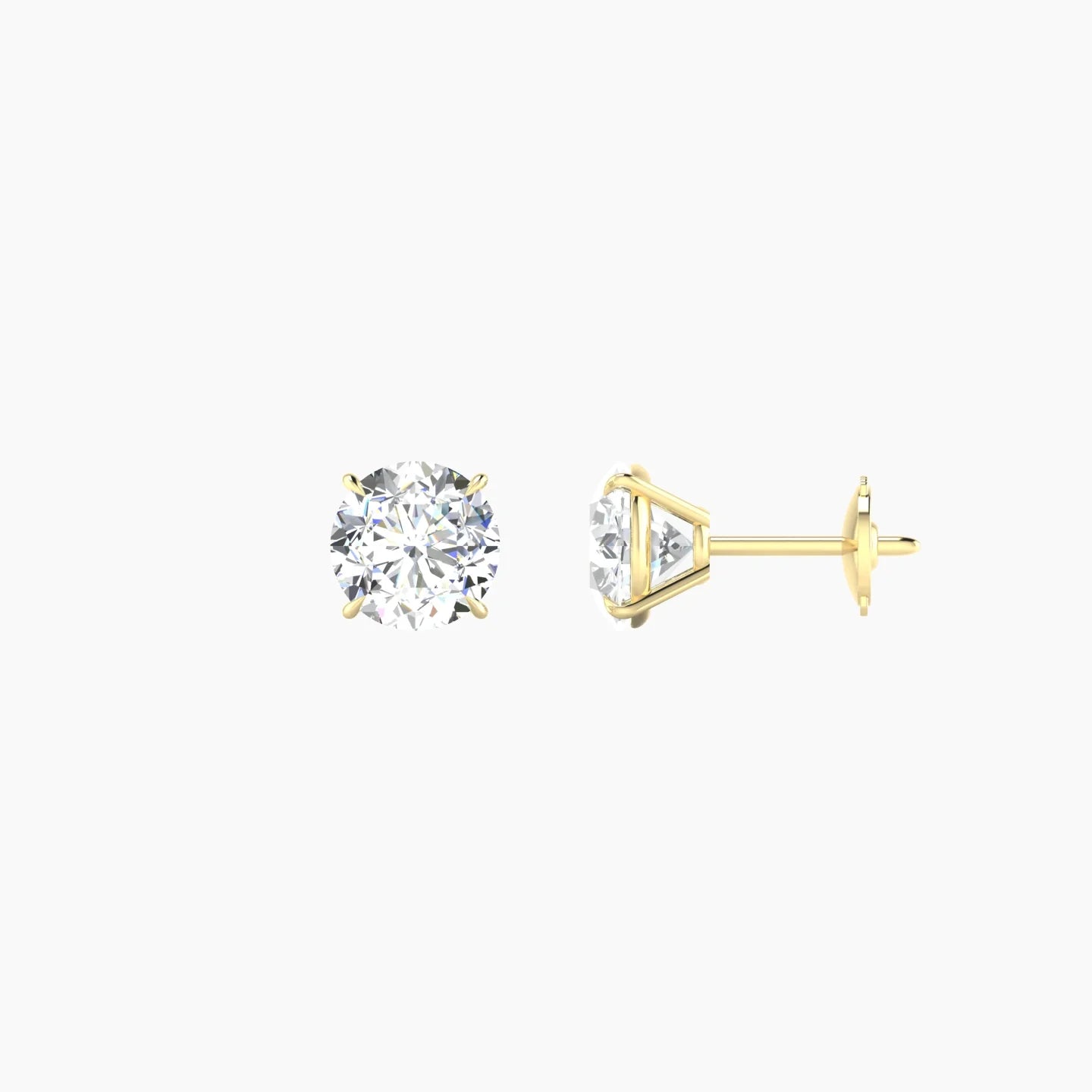 Solitaire | 18k Yellow Gold 1 ct Lab Diamond Round Cut Earrings