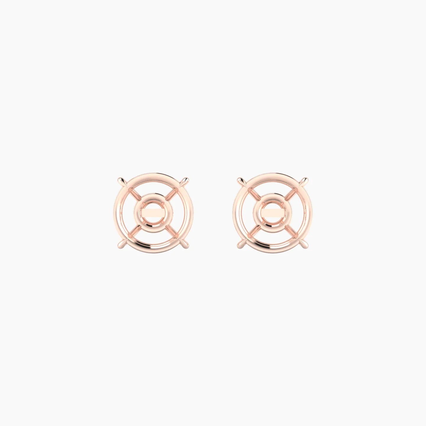 Solitaire | 18k Rose Gold 2-2.99 ct Round Cut Earring Settings