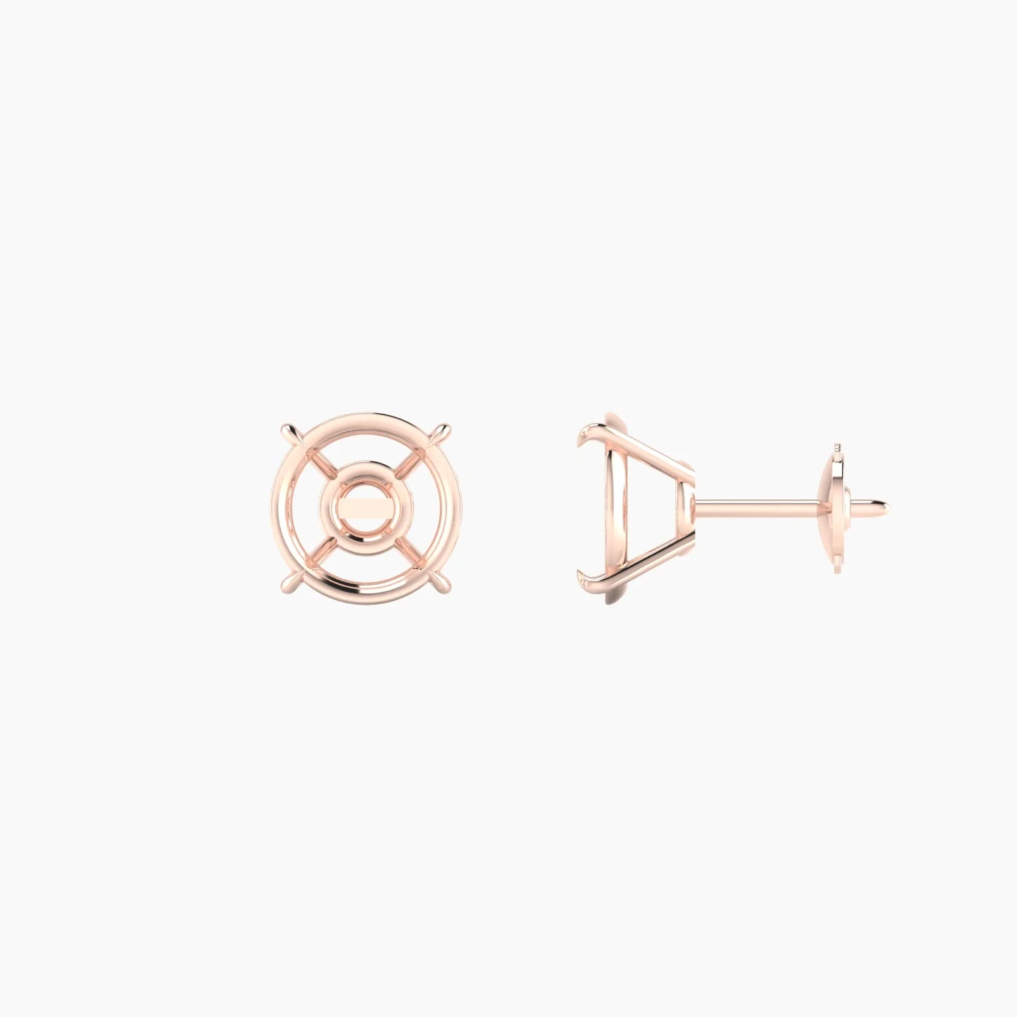 Solitaire | 18k Rose Gold 2-2.99 ct Round Cut Earring Settings