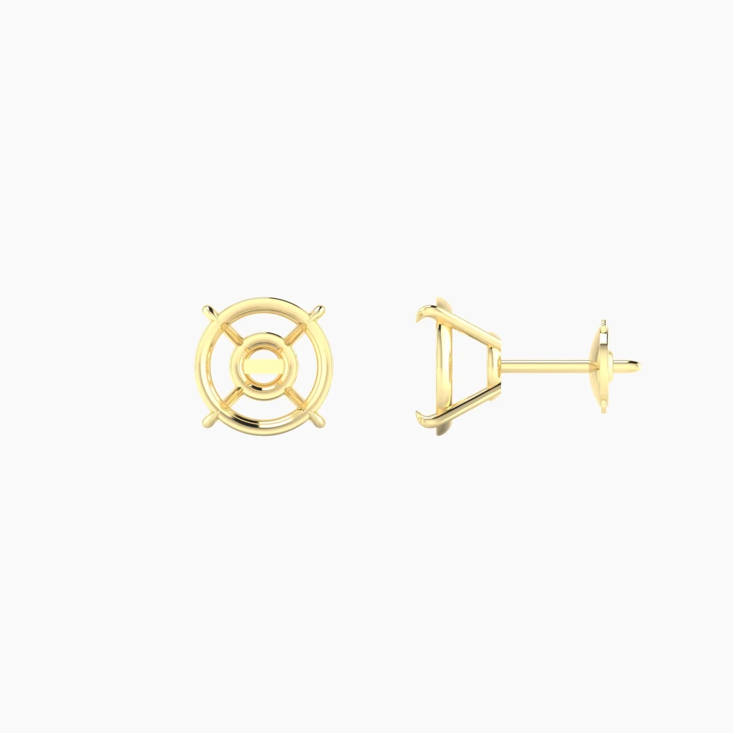 Solitaire | 18k Yellow Gold 2-2.99 ct Round Cut Earring Settings