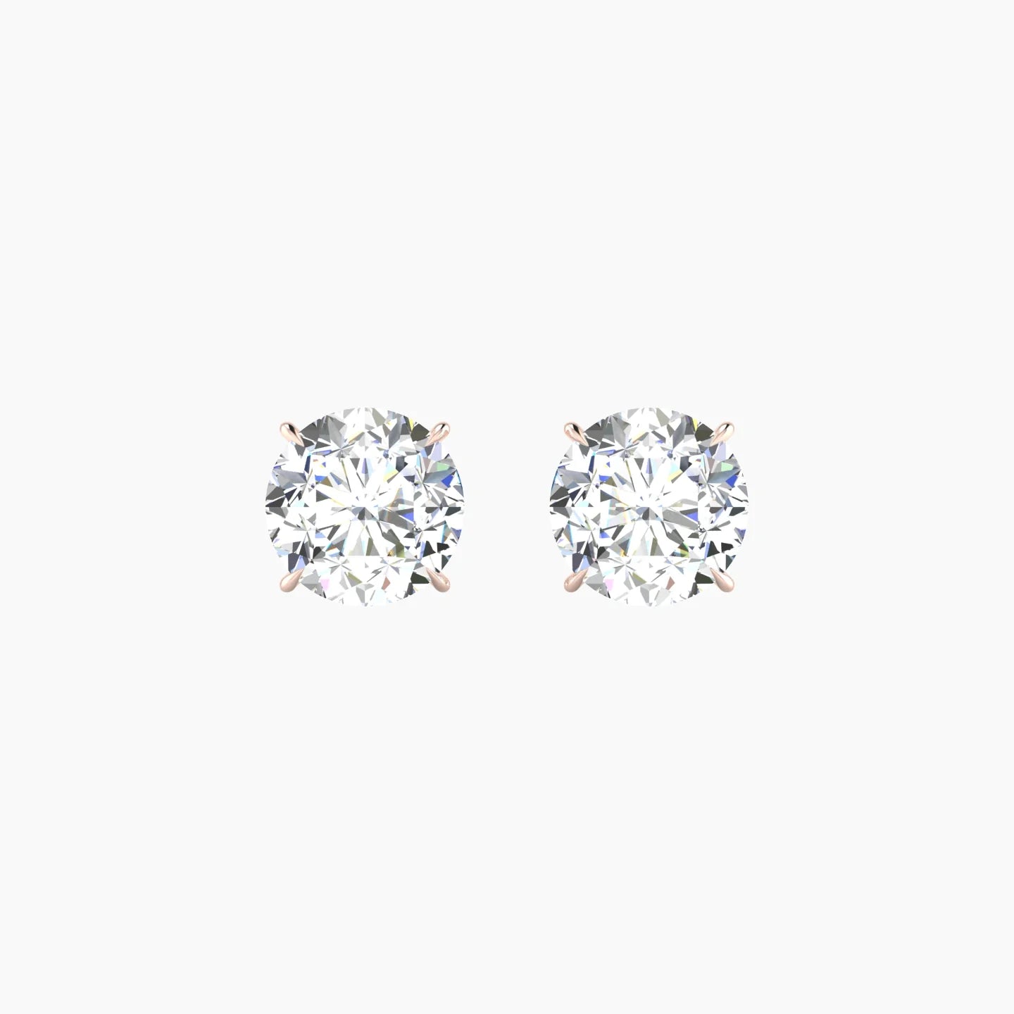 Solitaire | 18k Rose Gold 2 ct Lab Diamond Round Cut Earrings