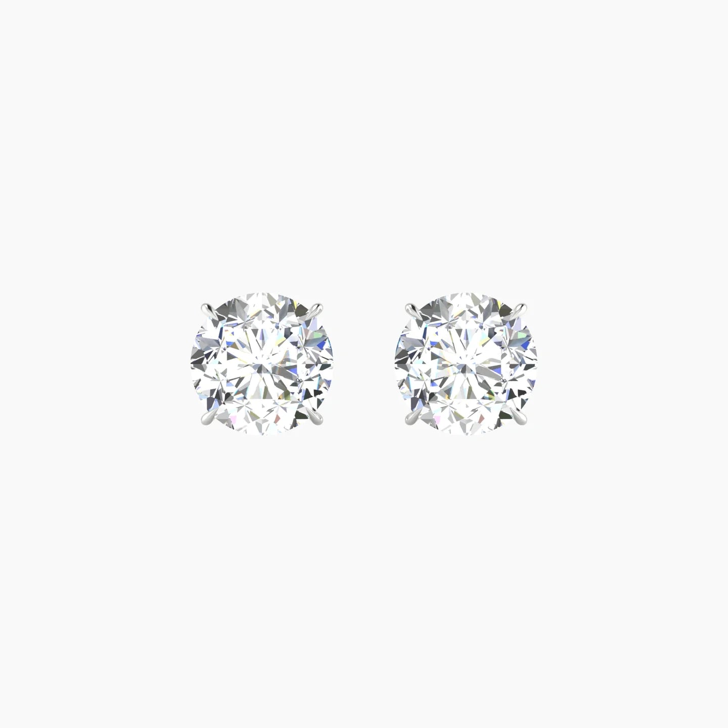 Solitaire | 18k White Gold 2 ct Lab Diamond Round Cut Earrings