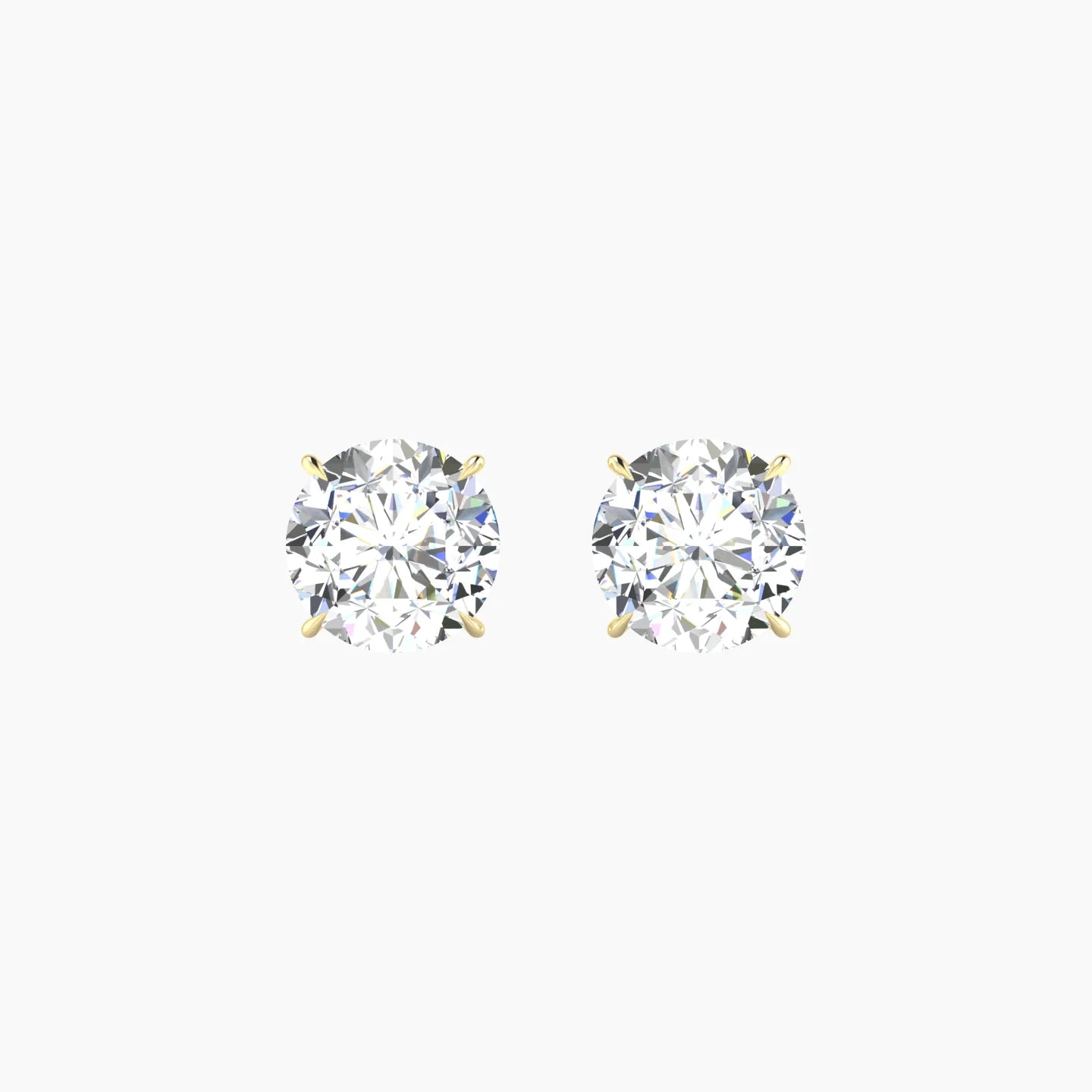 Solitaire | 18k Yellow Gold 2 ct Lab Diamond Round Cut Earrings