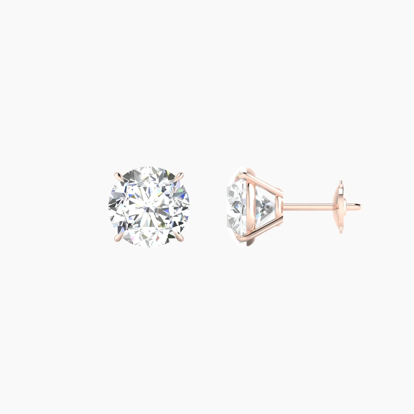 Solitaire | 18k Rose Gold 2 ct Lab Diamond Round Cut Earrings
