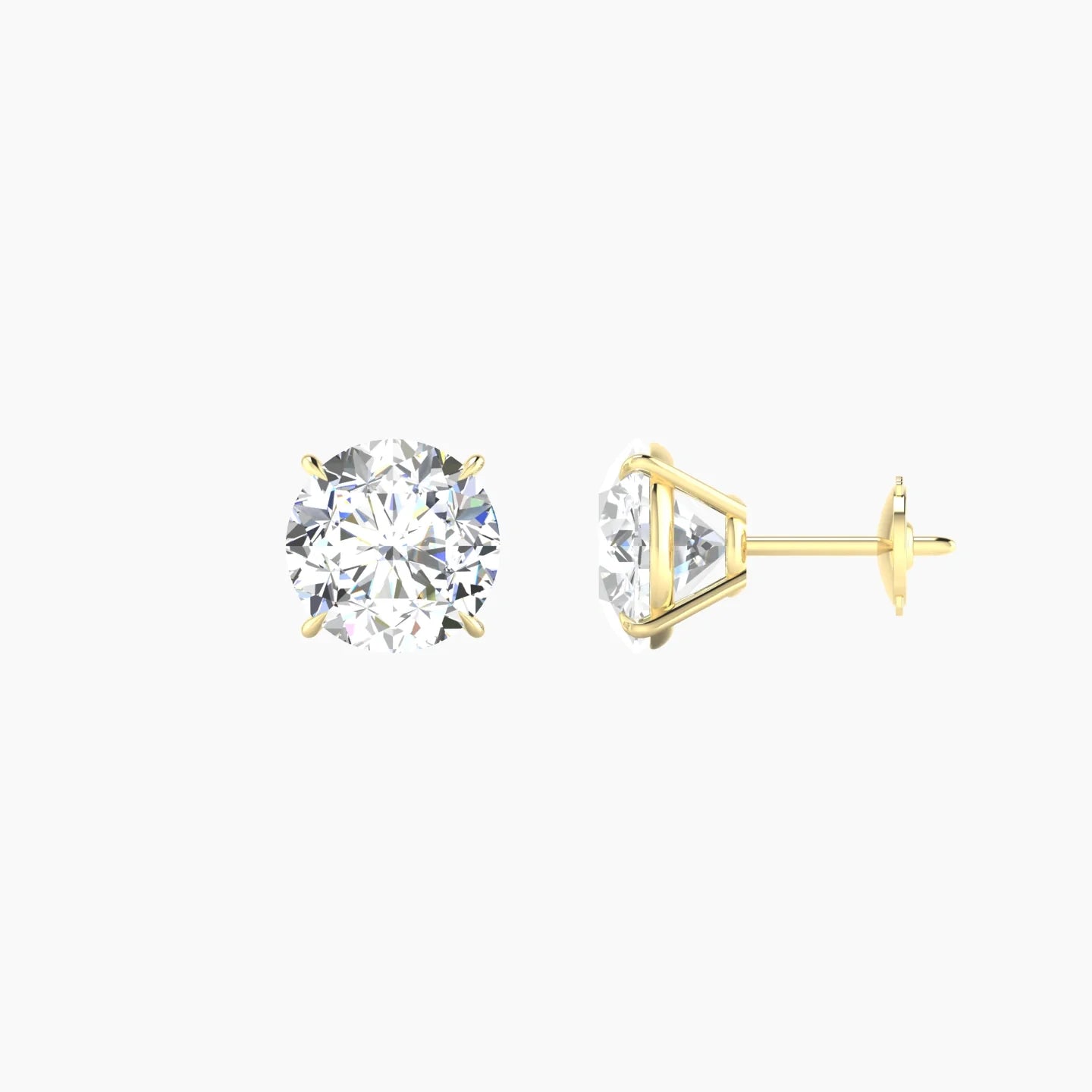 Solitaire | 18k Yellow Gold 2 ct Lab Diamond Round Cut Earrings