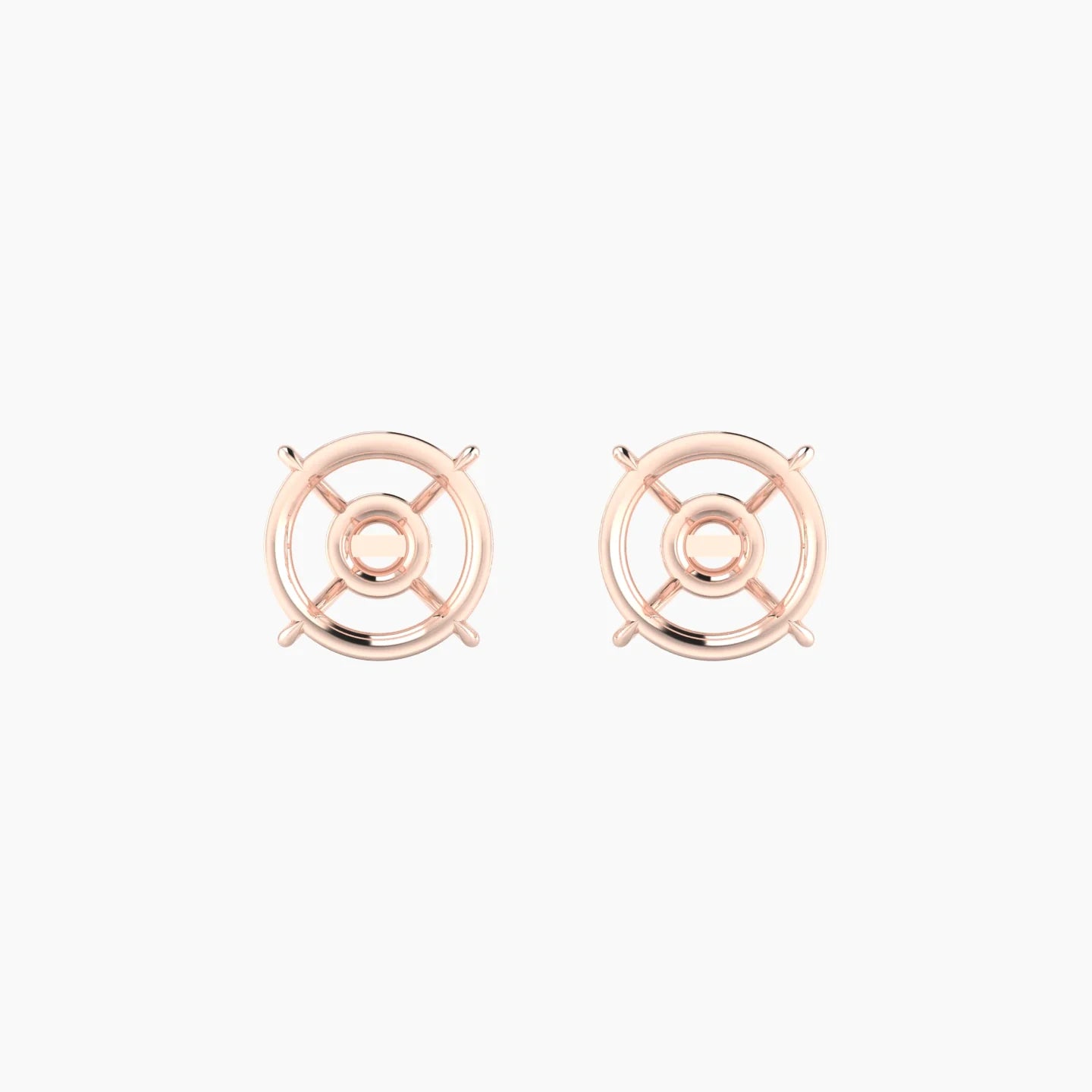Solitaire | 18k Rose Gold 3-4.99 ct Round Cut Earring Settings