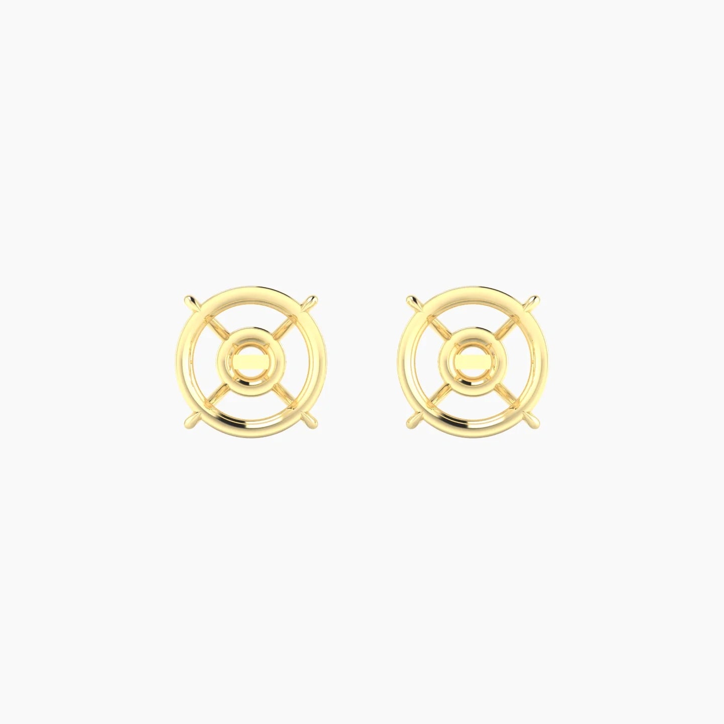 Solitaire | 18k Yellow Gold 3-4.99 ct Round Cut Earring Settings